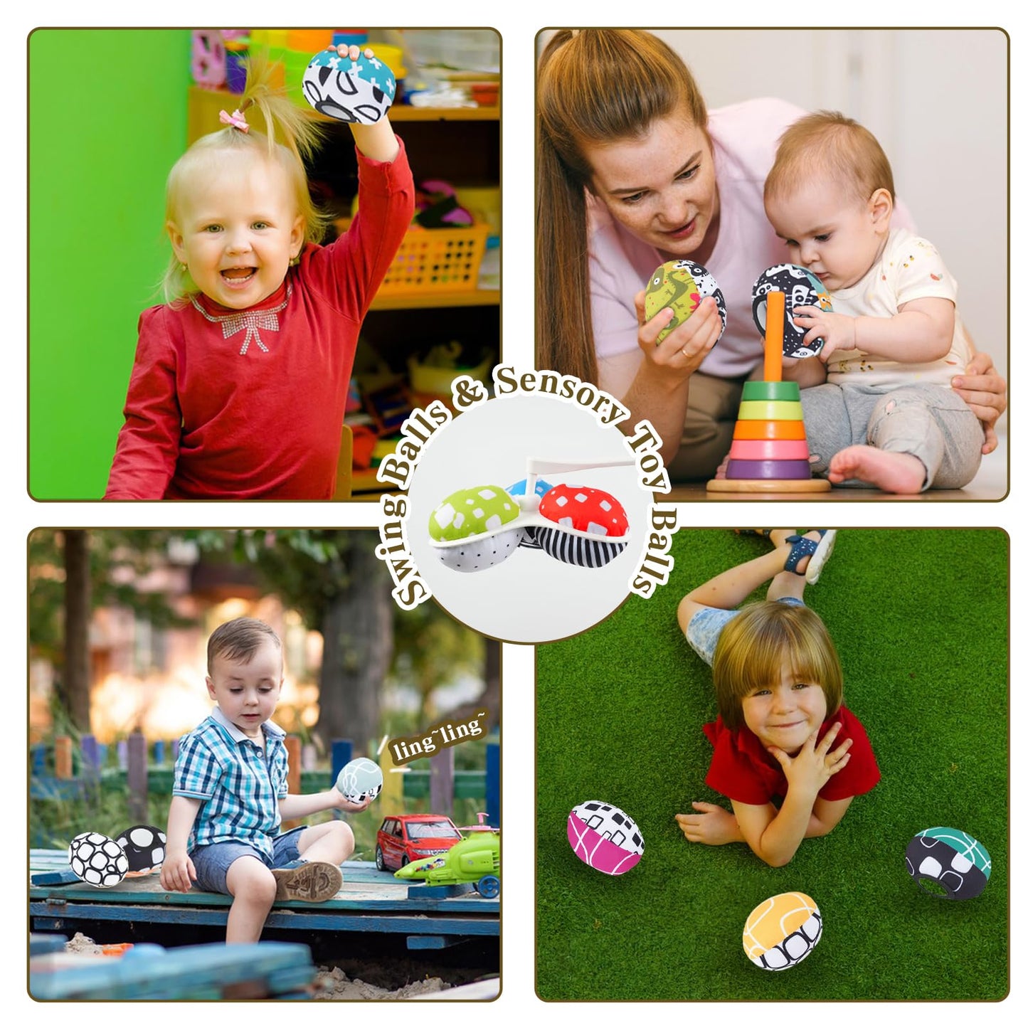 Tayerop The Replacement Balls (for Mamaroo Swing) Offer More Interaction and Reversible Ball Options to Complement The Multi-Coloured with MamaRoo Cradle in a Set of 3 Balls ﻿
