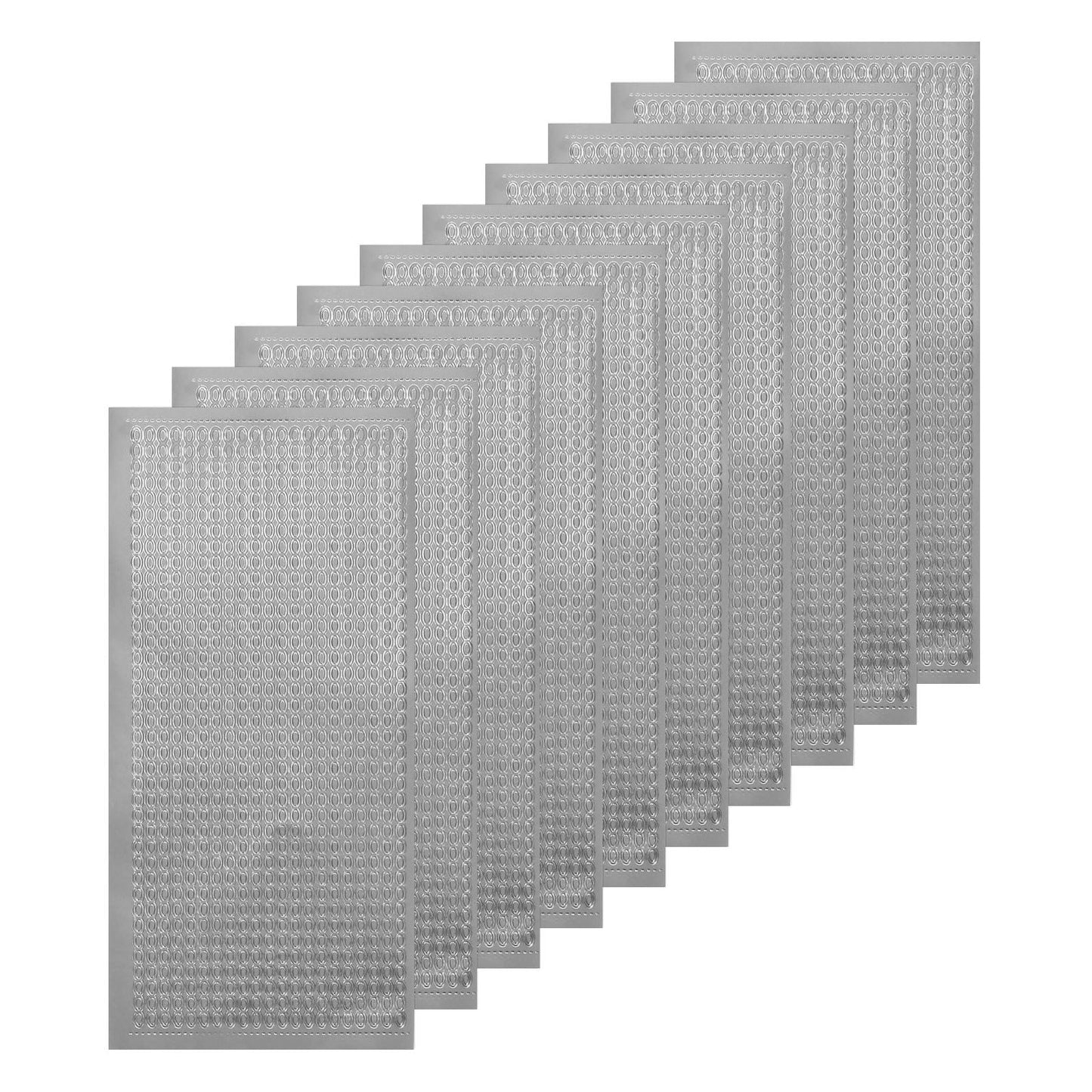 MECCANIXITY 10 Sheets Nail Silver Art Stickers Decals 3D Chains Line Metallic Sticker Holographic Self Adhesive for Nail Scrapbook DIY Decoration