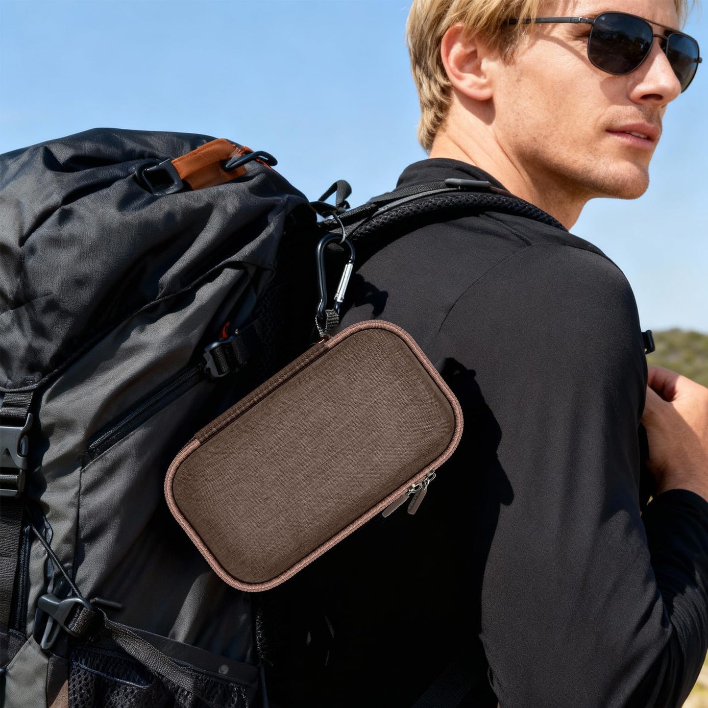 Grapsa Travel Sunglasses Organizer Cases for Quay Polarized Sunglasses Men Women, Trendy Sunglasse Storage Holder (Bag Only) (Classic, Brown-2 Slot)