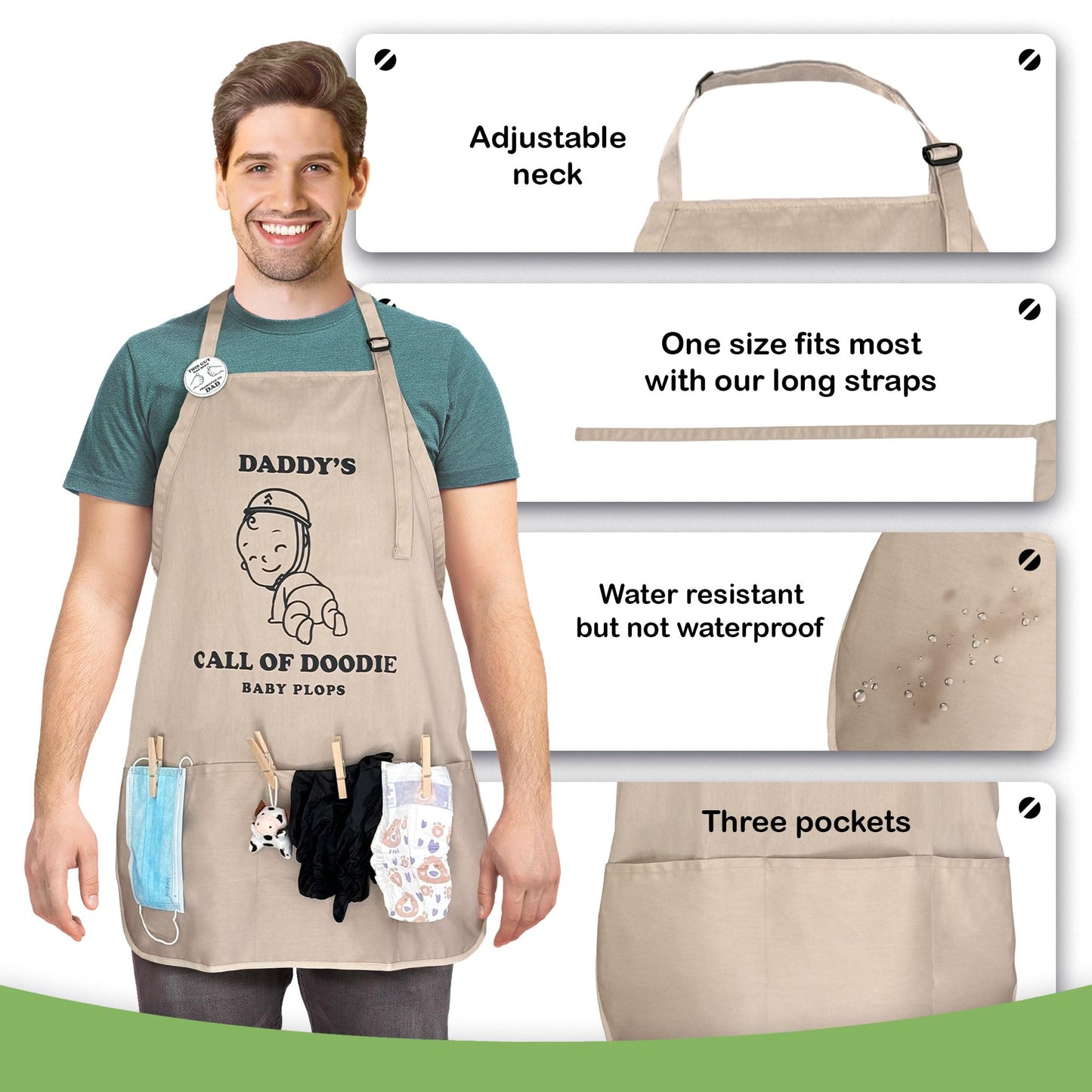 MUNIFICENCE Daddys Call Of Doodie Beige Apron Great Gift for New Dad to be