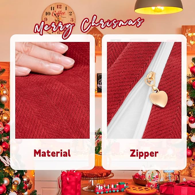 ZWJD Christmas Pillow Covers 20x20 Set of 2 Chenille Throw Red Cushion Covers with Elegant Design Soft and Luxurious Decorative Pillows for Couch, Bed, and Christmas Decor