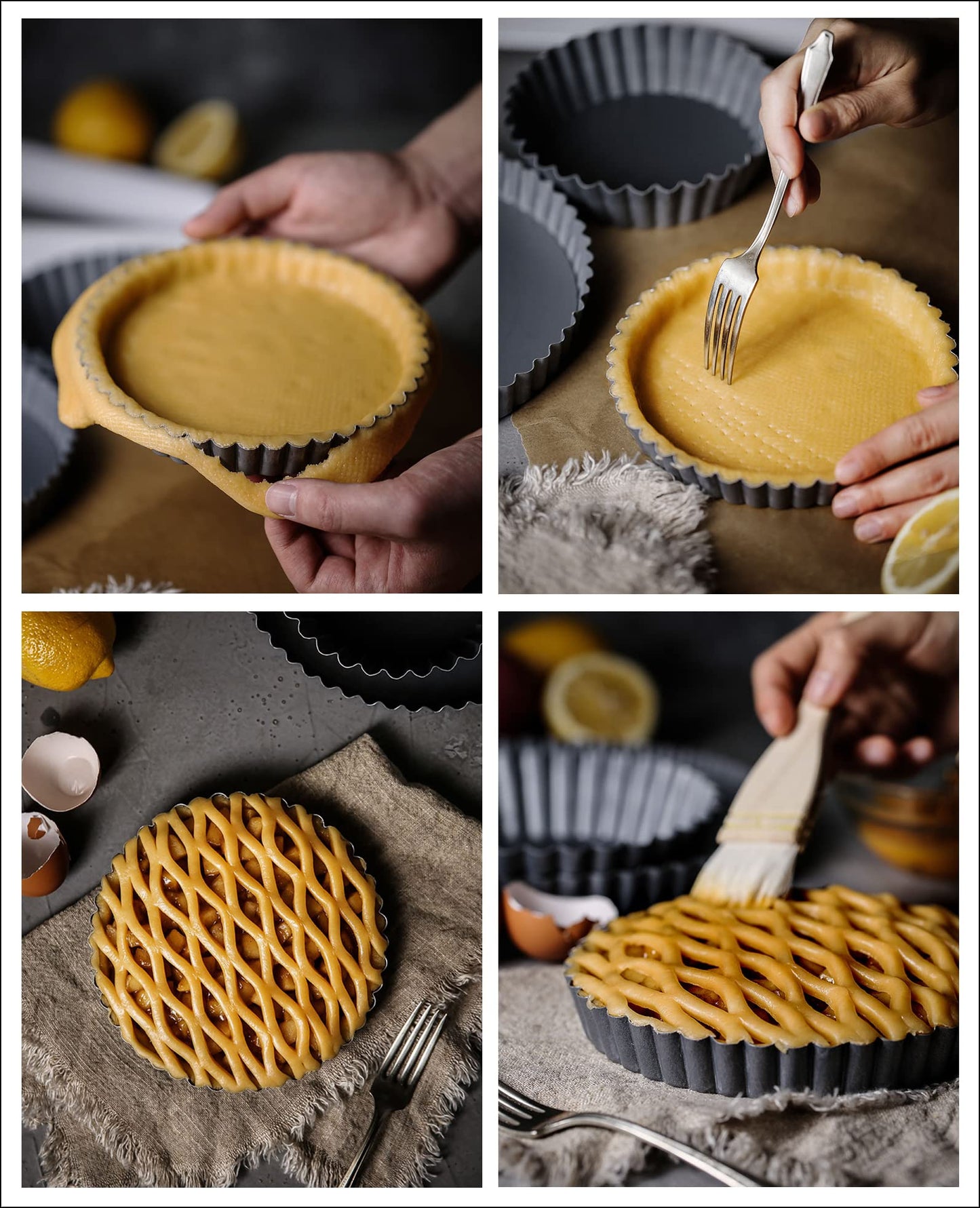 Tosnail 2 Pack Deep Tart Pan, 9.5" x 2" Quiche Pie Pan with Removable Loose Bottom, Fluted Baking Pan