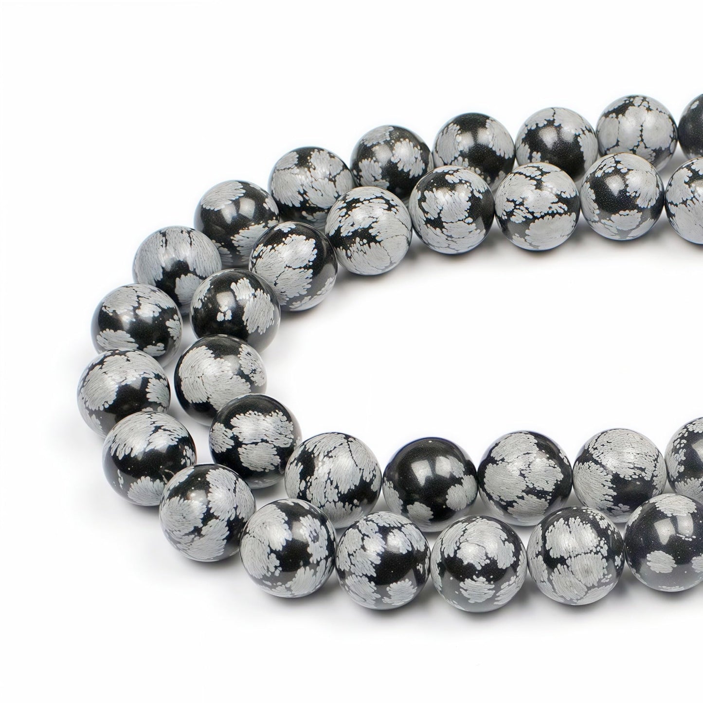 MJDCB Snowflake Obsidian Beads Round Natural Stone Beads for Jewelry Making DIY Bracelet (6mm)