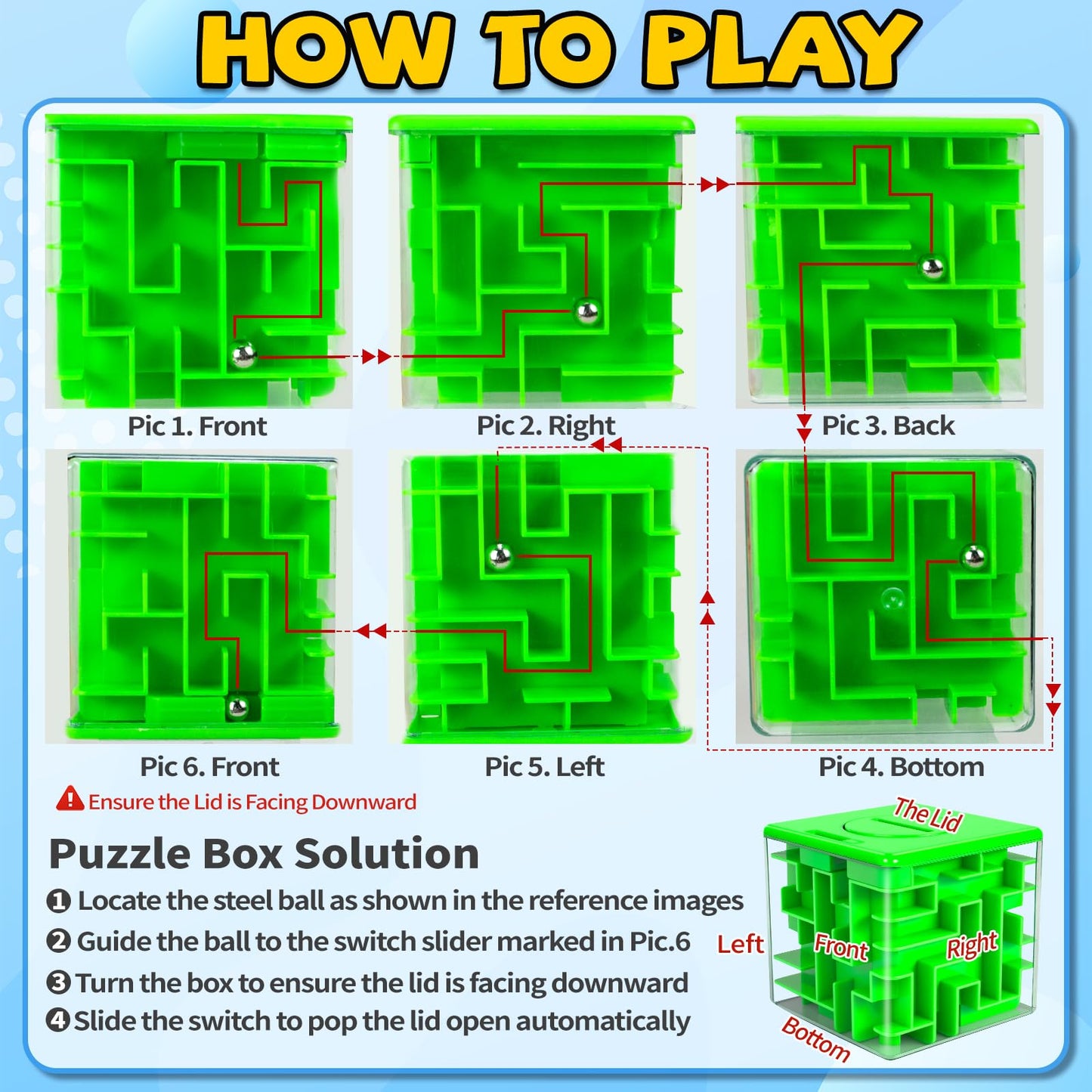12 Pack Money Maze Puzzle Gift Box, 3D Puzzle Boxes Toy for Cash Gift - Maze Magic Cube Toy Brain Teasers for Kids Adults Birthday Party Favors Easter Basket Fillers