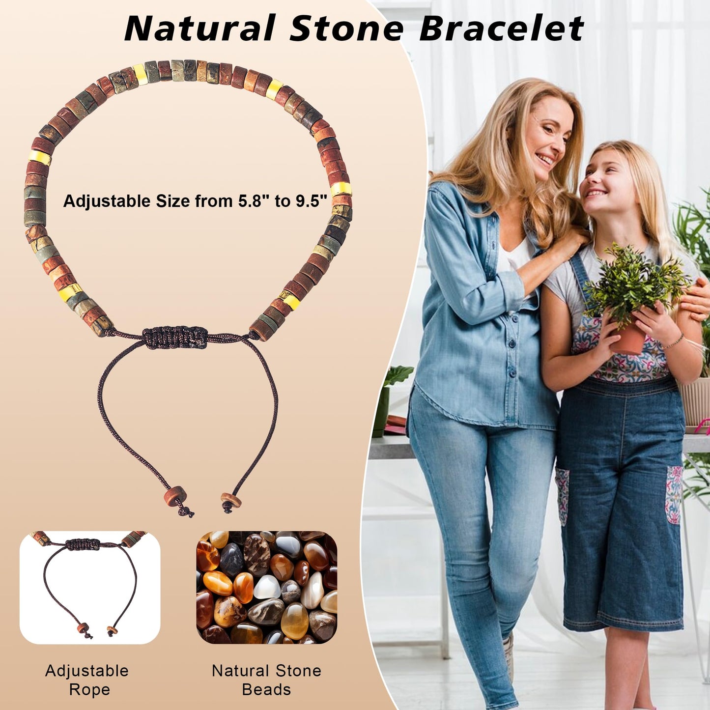 TAGOMEI Inspirational Gifts Bracelets for Women Healing Natural Stone Boho Beaded Bracelets