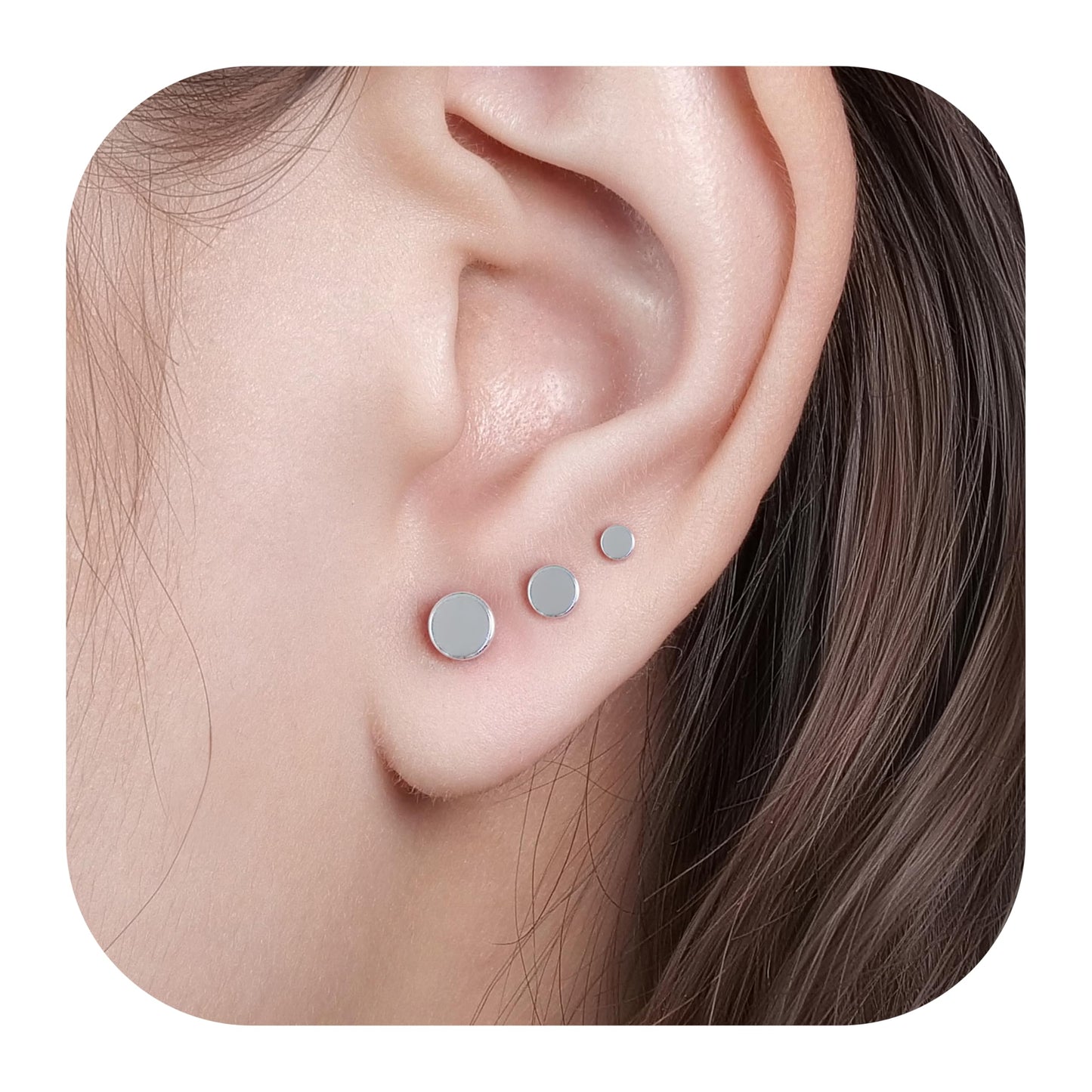 limerencia G23 Hypoallergenic Titanium Screw on Back Flat Back Dot Stud Earrings, 3mm/4mm/5mm Simple Classic Cartilage Non-Nickel Stud Earrings for Women Men(3mm,Silver)