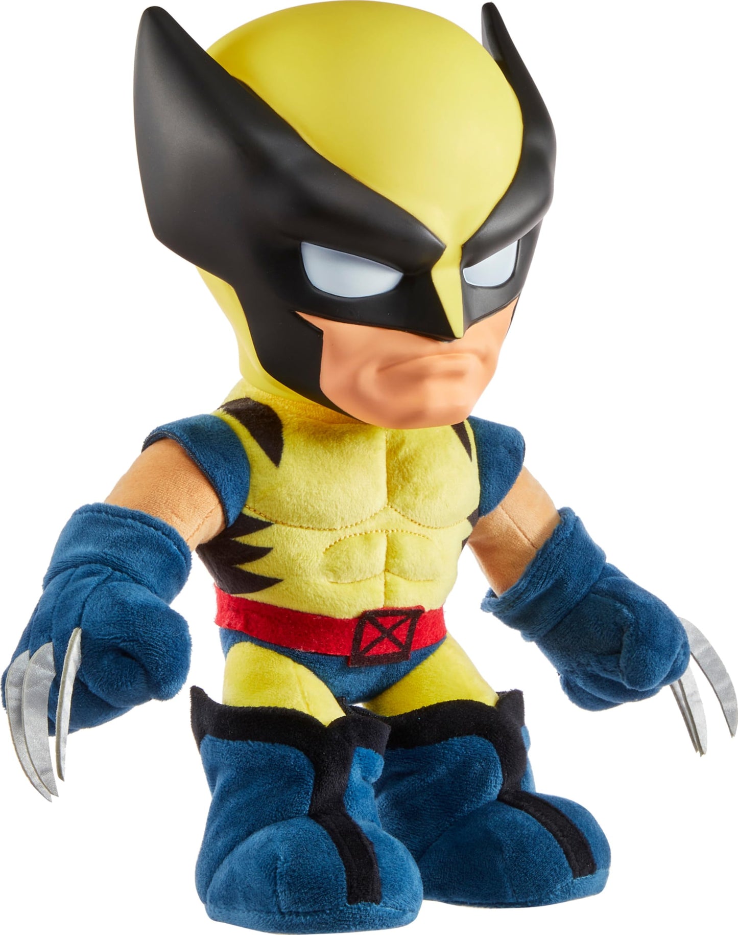 Mattel Marvel X-Men Plush Toy with Sounds & Talking, ’97 Wolverine Collectible with Yellow Suit & Retro Animation Style