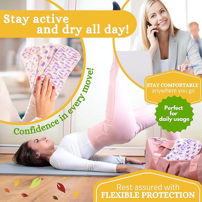 Non-Slip Organic Reusable Panty Liners for Women & Teens (Small, 7-Pack); High-Temp Washable Cotton Cloth Liners; Stay Fresh & Dry, for Daily Vaginal Discharge Only; 100% Breathable (no PUL/TPU)