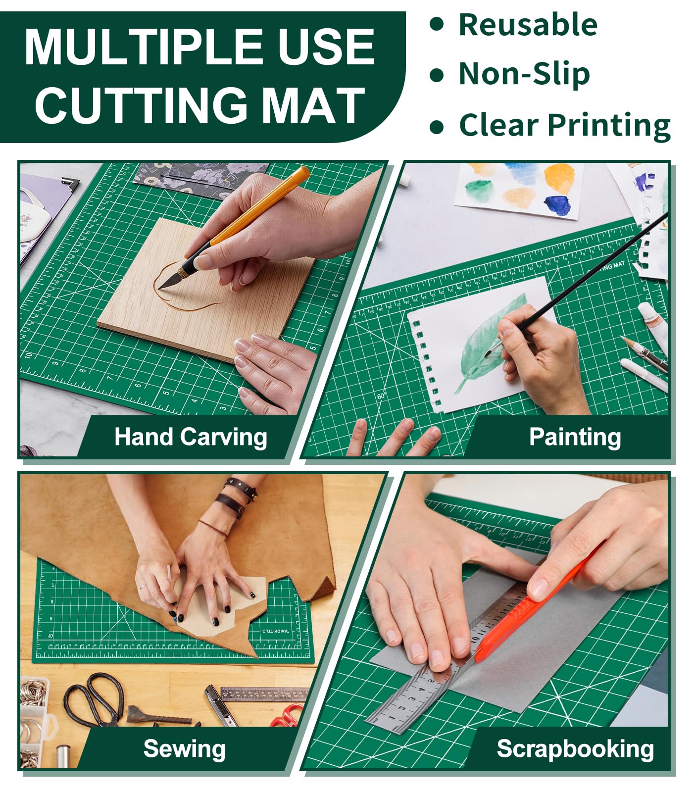 10 Pcs Self Healing Cutting Mat Bulk, 12"×18" Rotary Cutting Mats for Crafts, A3 Sewing Boards for Fabric Quilting Scrapbooking Precision Cutting Double Sided 5-Ply