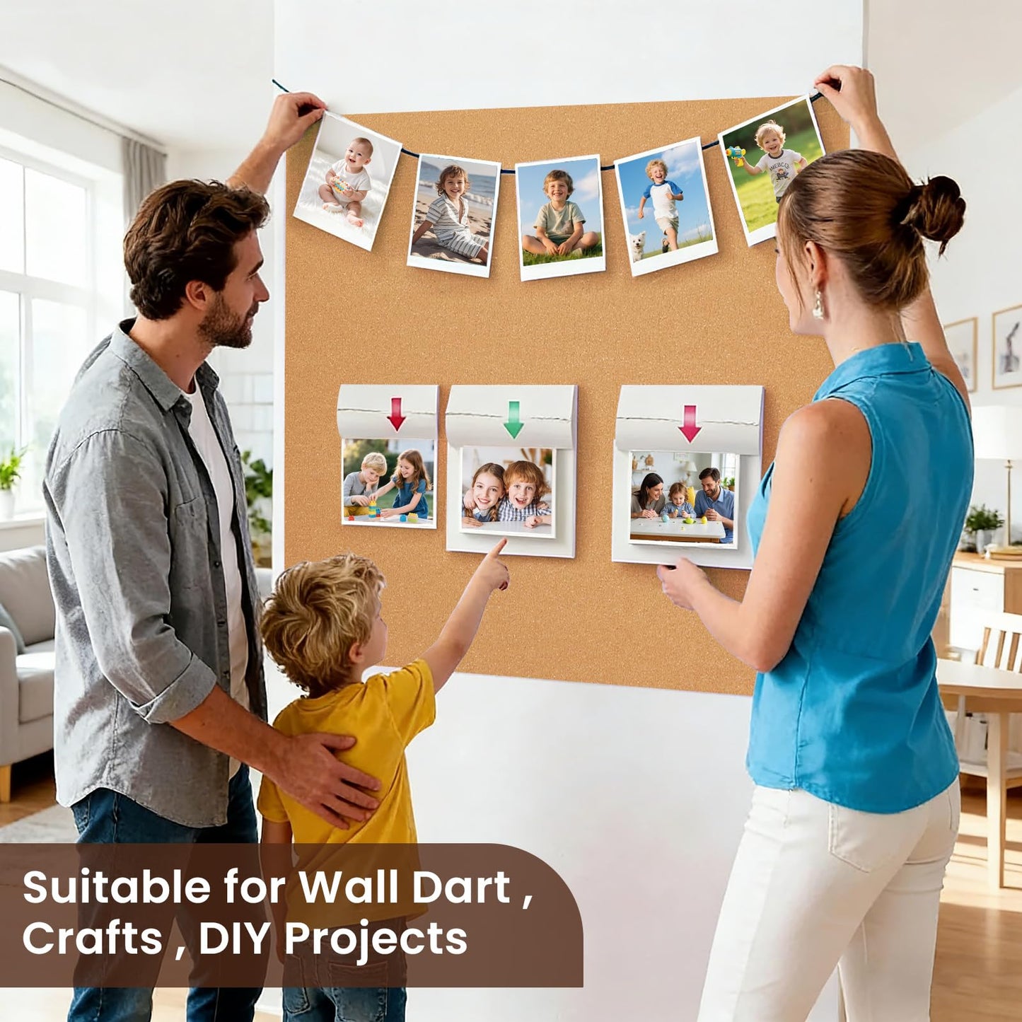 Cork Board Roll, Thick Bulletin Board Cork Sheet for Wall Dart, Crafts, DIY Projects (Small-16 x47 x1/4"-6 mm)