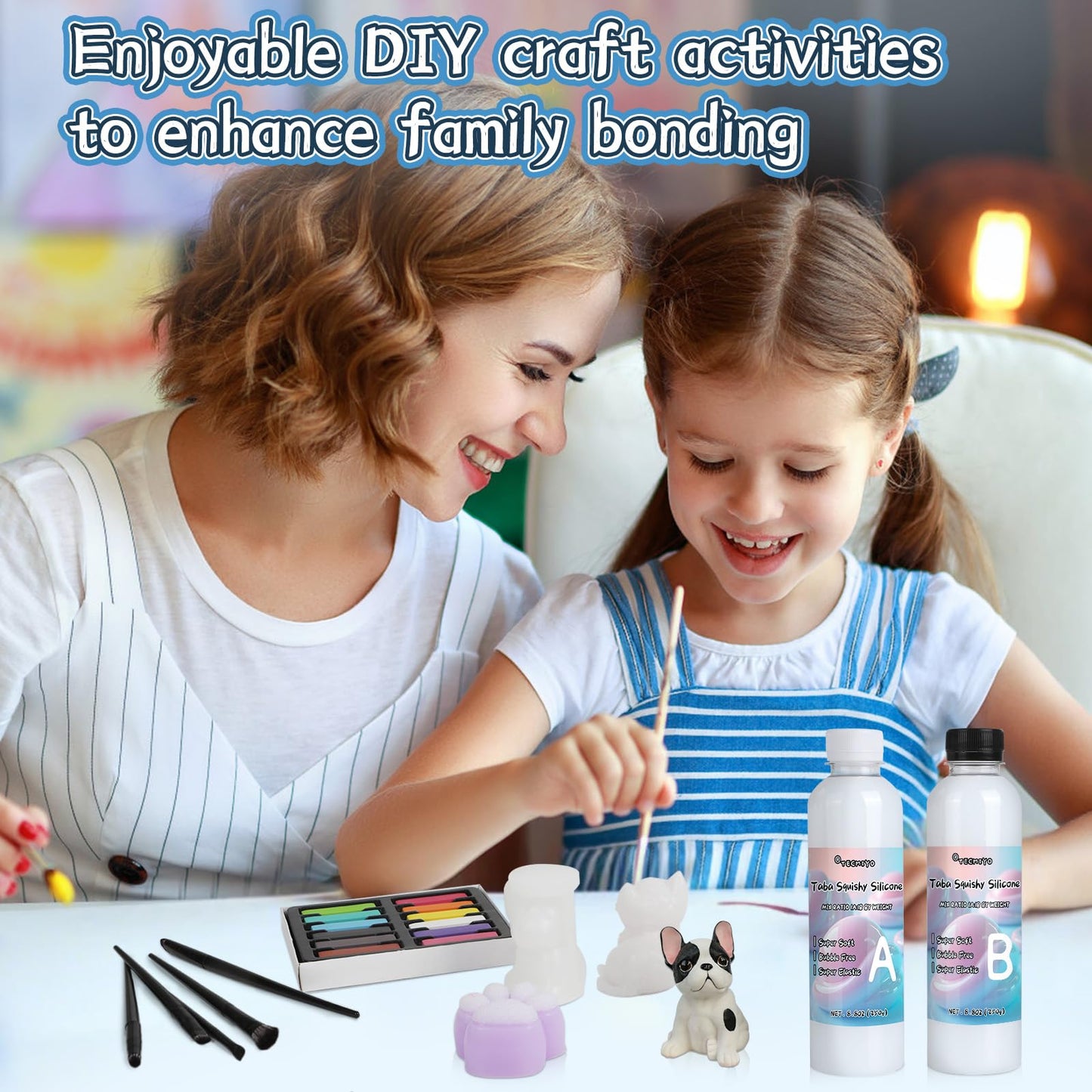 TECMIYO Taba Squishy Making Kit - 18oz 1:1AB Liquid Silicone Set with Paw, Cat and Dog Molds for Handmade Painting - Paint Your Own Squishies