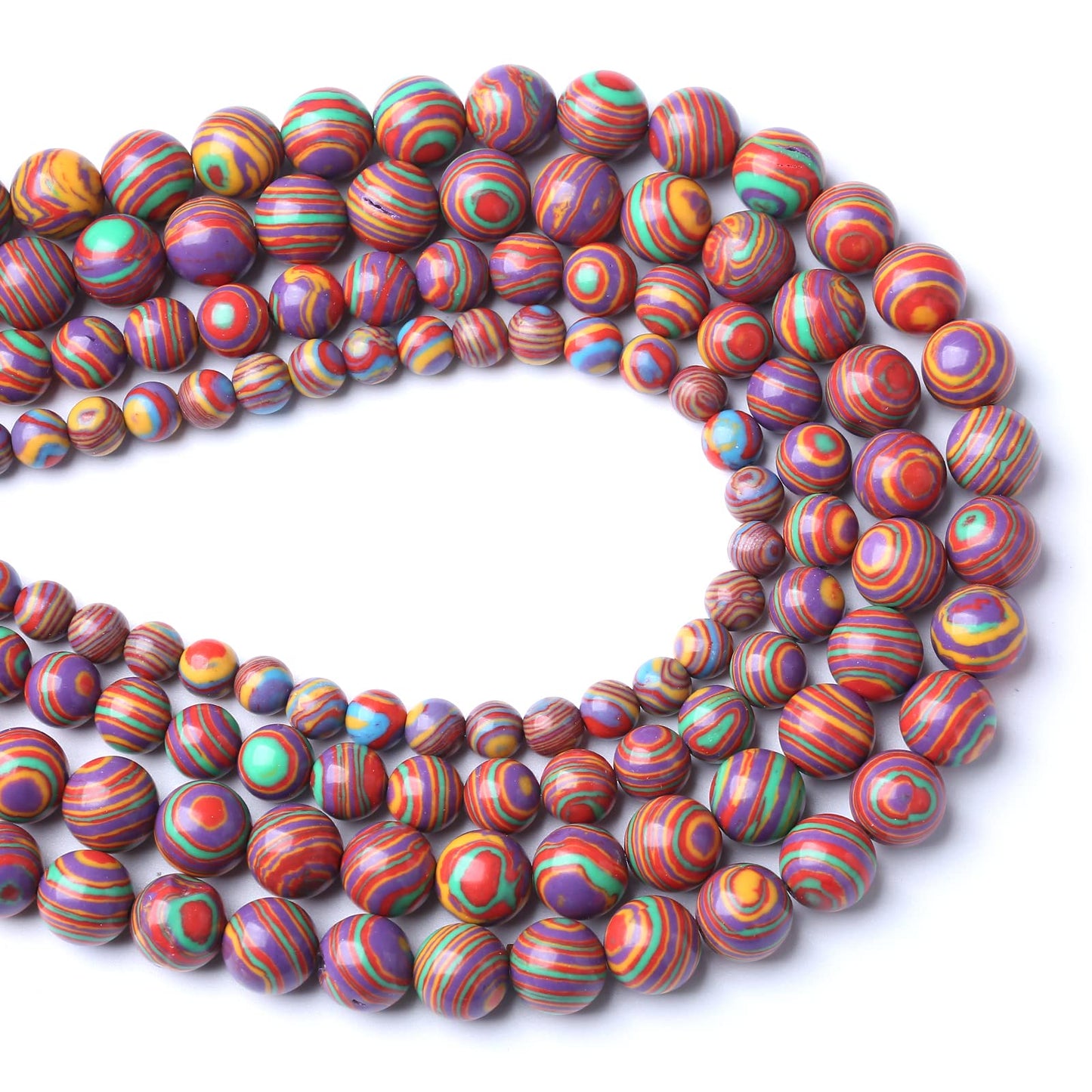 60pcs 6mm Natural Stone Beads Rainbow Malachite Round Loose Beads for Jewelry Making DIY Bracelet Crystal Energy Healing Power Stone (6mm, Colorful Malachite)