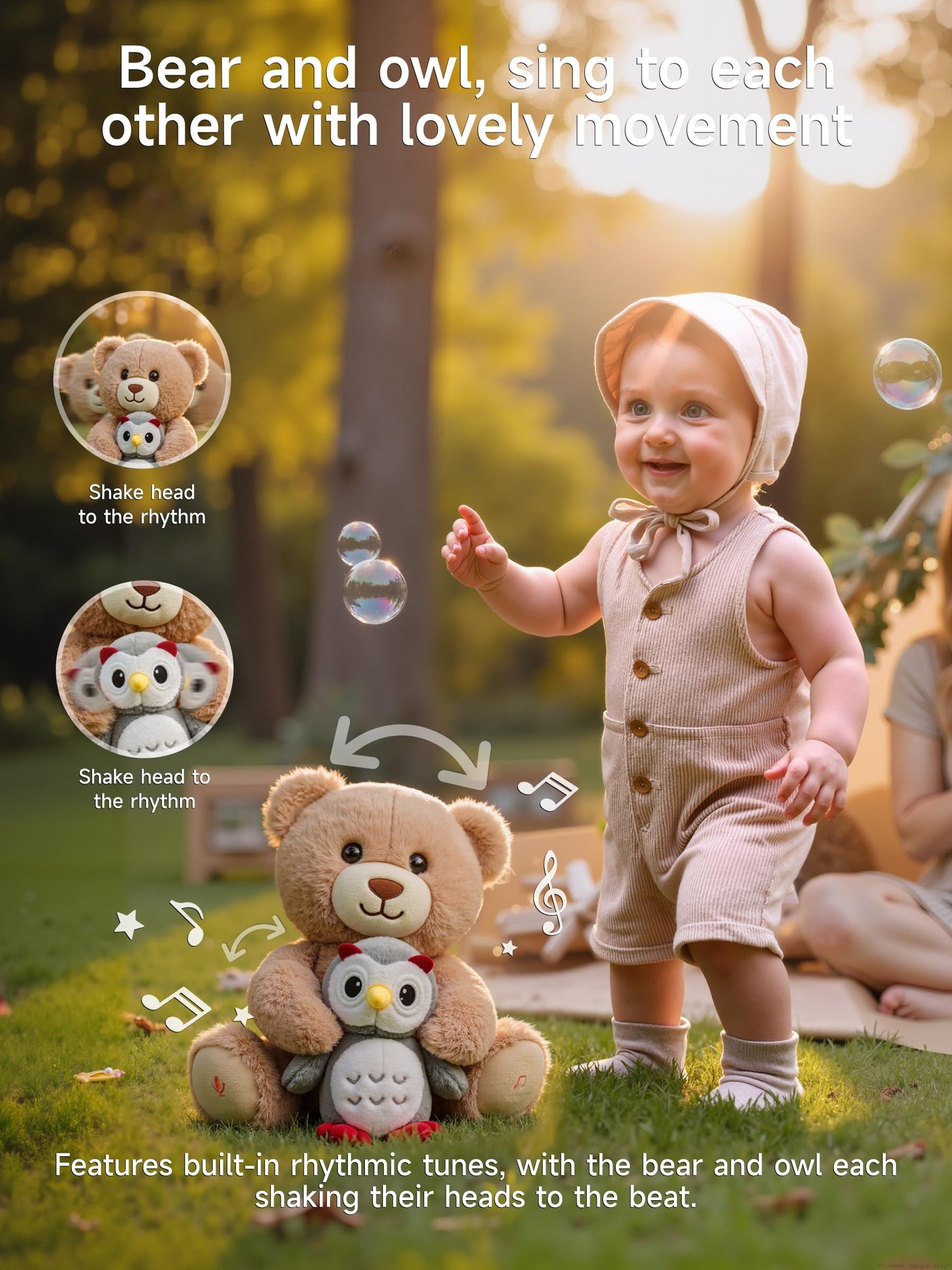 eJog Pup Baby Teddy Bear Stuffed Animal Soft Animated Plush Bear Toys Sensory Toy for Babies and Toddlers, Dancing and Repeats What You Say