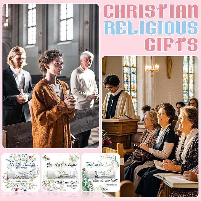 30 Pack Christian Religious Gifts Bulk Bible Verse Lip Balms 5 Flavor for Women Men Christian Religious Church Party Favors with Scripture Inspirational Gifts for Coworkers Staff