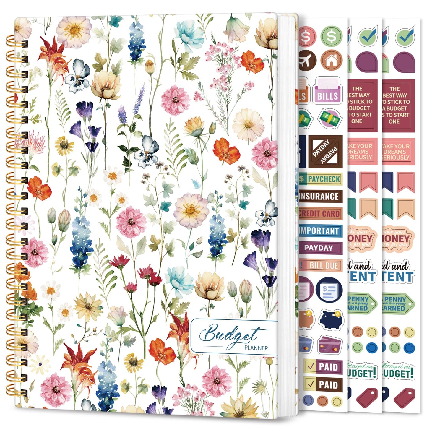 Aesthetic Budget Planner - Monthly Finance Planner with Expense Tracker, Undated Bill Organizer, Budget Notebook to Manage Your Finances, Account Budget Book - Wildflowers