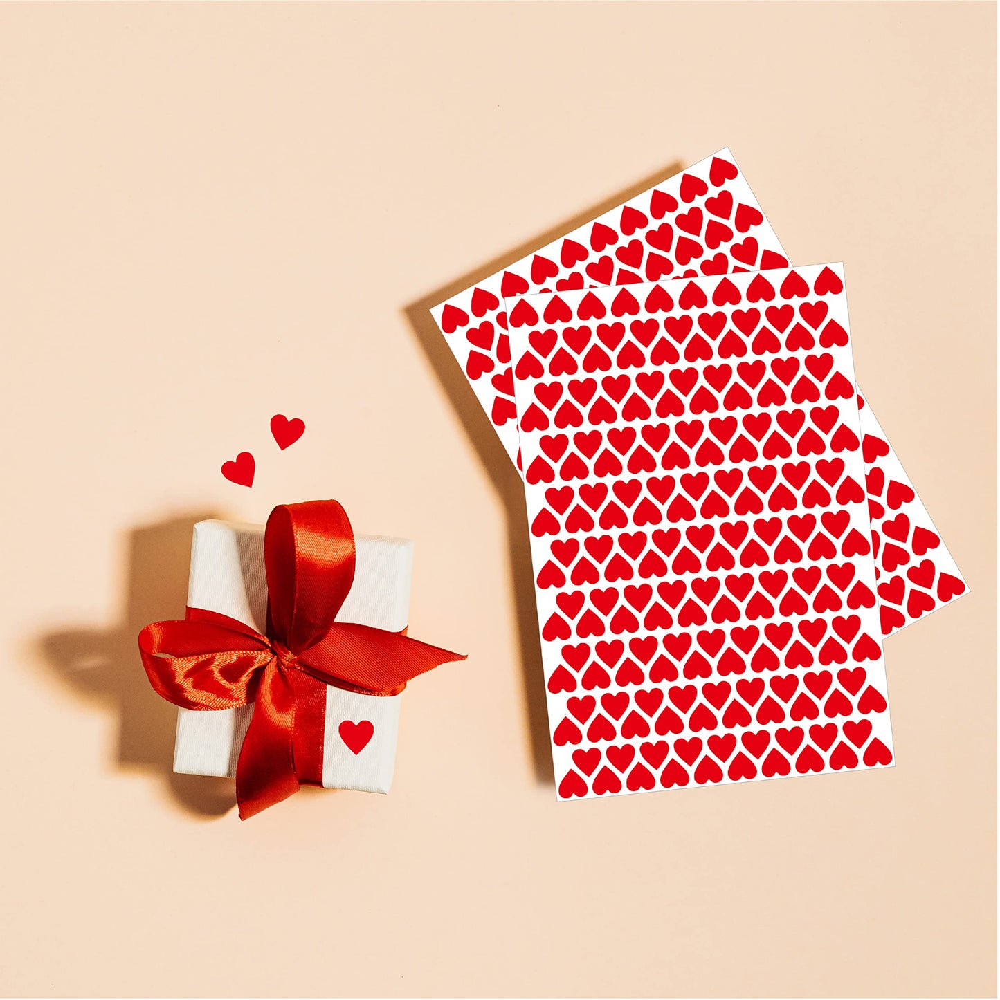 1810 PCS Heart-Shaped Red Stickers, Permanent Love Labels on 10 Sheets for Party Favors, Invitation Seals, Gift Packaging, Boxes and Bags (1/2” in Diameter)