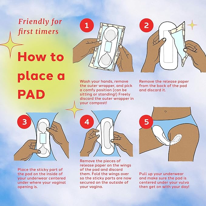 August Menstrual Organic Cover Pads for Women, Super Absorbency, 16 HSA FSA Eligible Organic Cotton Super Pads, Compostable Wrappers, Fragrance Free, Organic Sanitary Napkins with Wings