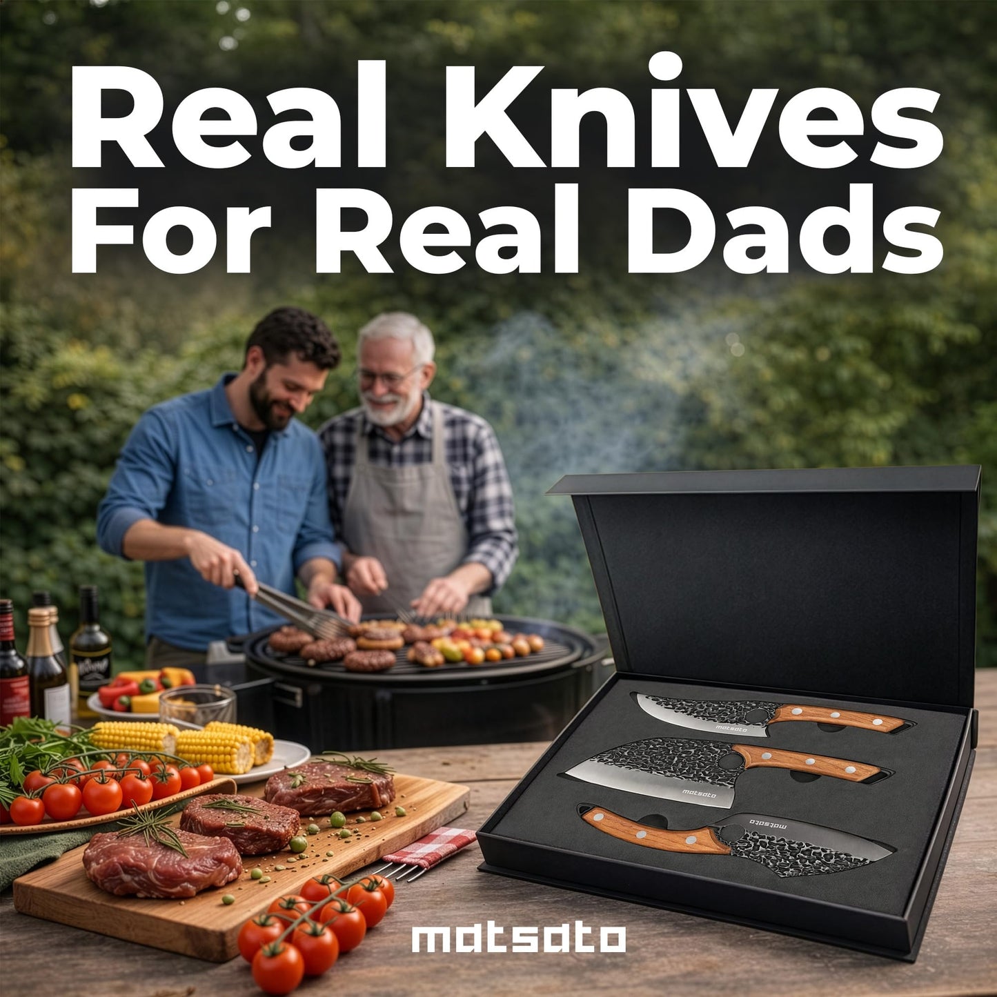 Matsato Knife Set 3-Piece Kitchen Knives, Cooking Chef Knife Set, Cleaver, Kitchen And Chef Cutting and Chopping Knives Sets Juego De Cuchillos Para Cocina