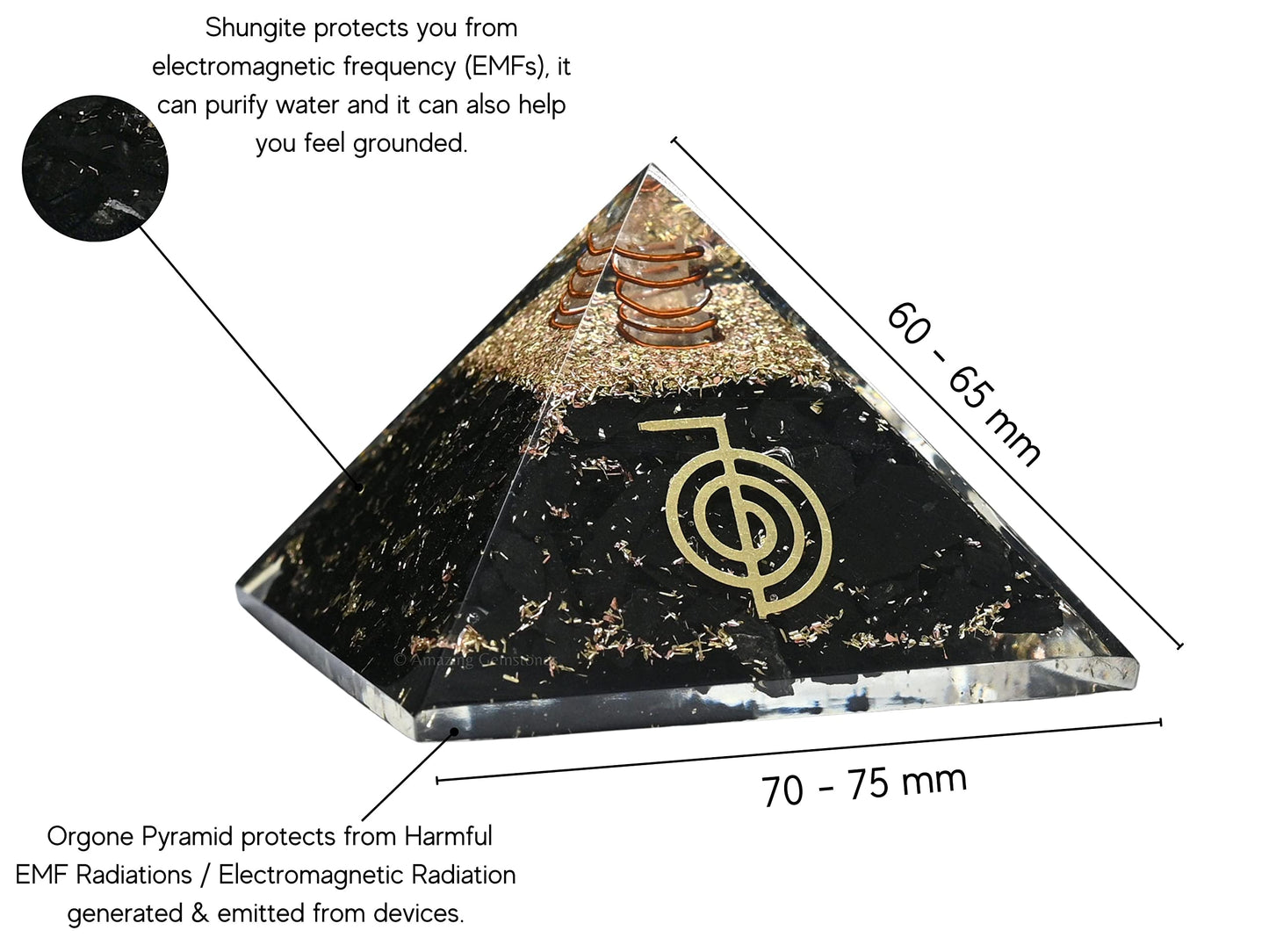 Amazing Gemstone Large Black Tourmaline Orgone Pyramid Crystal, Reiki Orgonite Pyramid - Positive Energy Healing