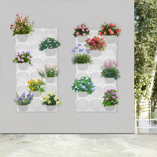 AGULIUM 36 Pots Vertical Wall Planter, Indoor/Outdoor Vertical Garden Wall, Stackable Flower Pot Holder for Living Plants Flowers Herbs Vegetables for Home Garden Patio Balcony Office Building