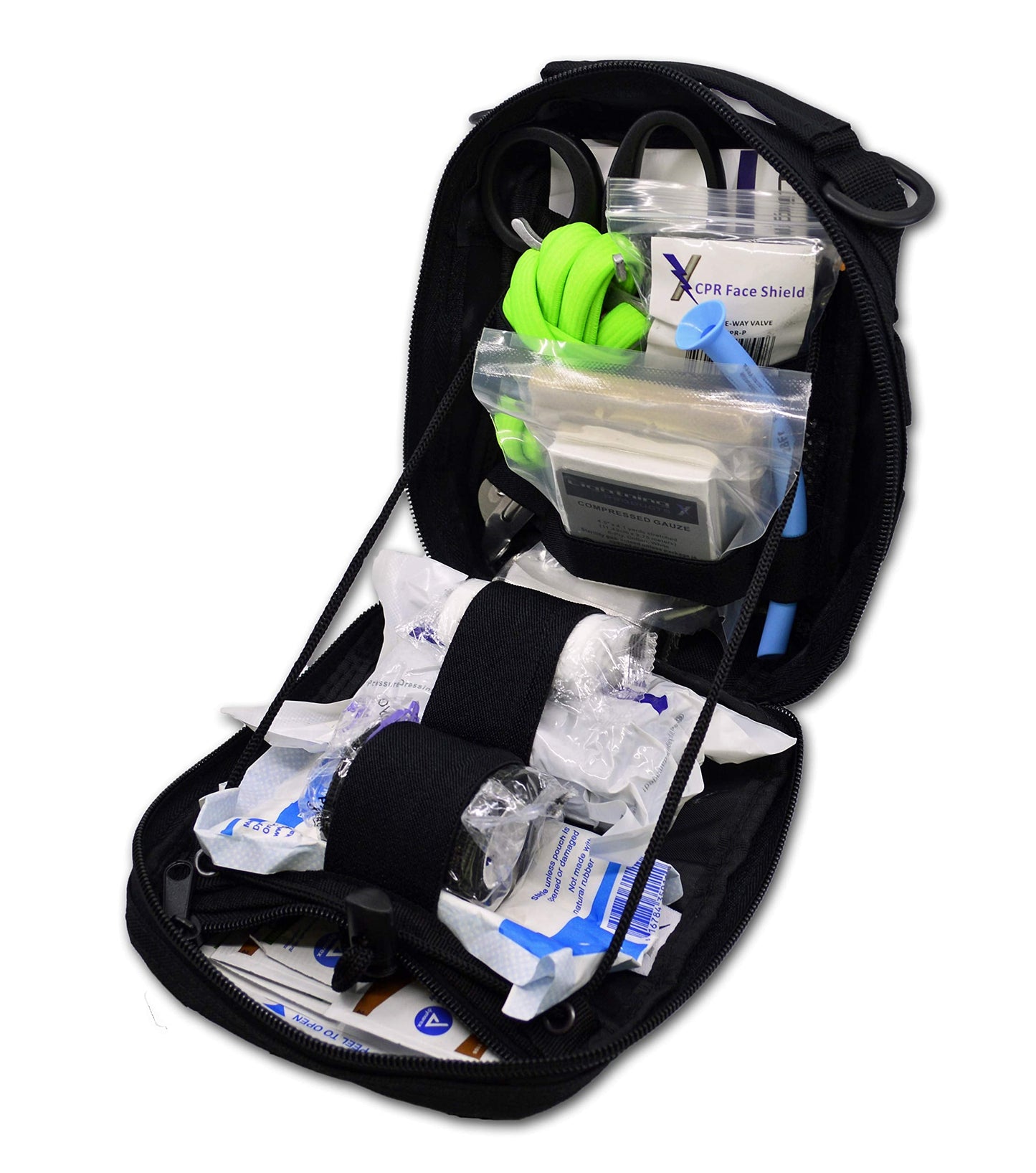 Lightning X Individual First Aid Trauma/Hemorrhage Control Kit in MOLLE IFAK Pouch Value Edition - Black