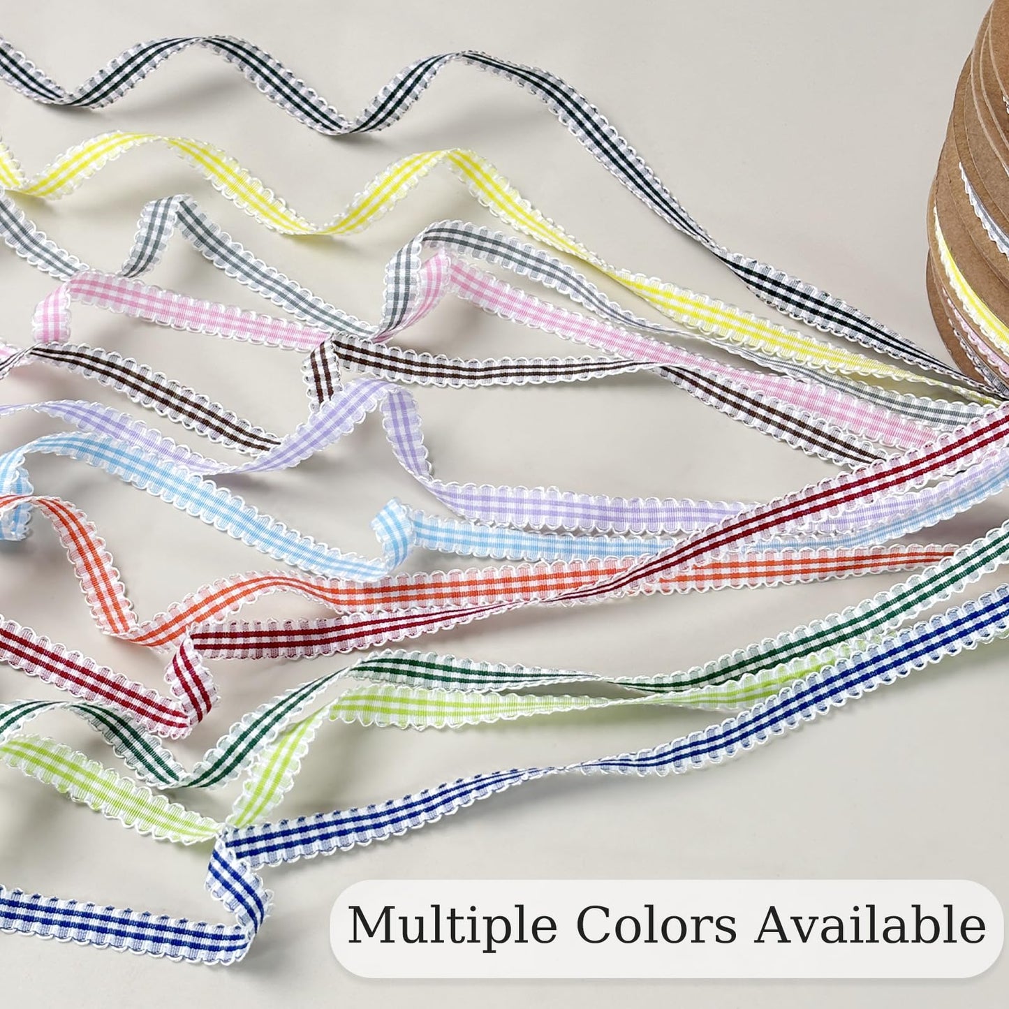 PQZKLDP Gingham Plaid Ribbon - 3/8" x50 Yards 100% Polyester Checked Ribbon for Gift Wrapping, Flower Bouquets, Wreaths - Christmas Home & Party Decor Craft Ribbon(Black)