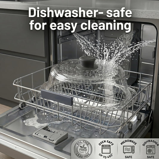 Bezrat Microwave Tall Glass Plate Cover | Splatter Guard Lid with Easy Grip Silicone Handle Knob | 100% Food Grade | BPA Free and Dishwasher Safe | 10 Inch (Black-)