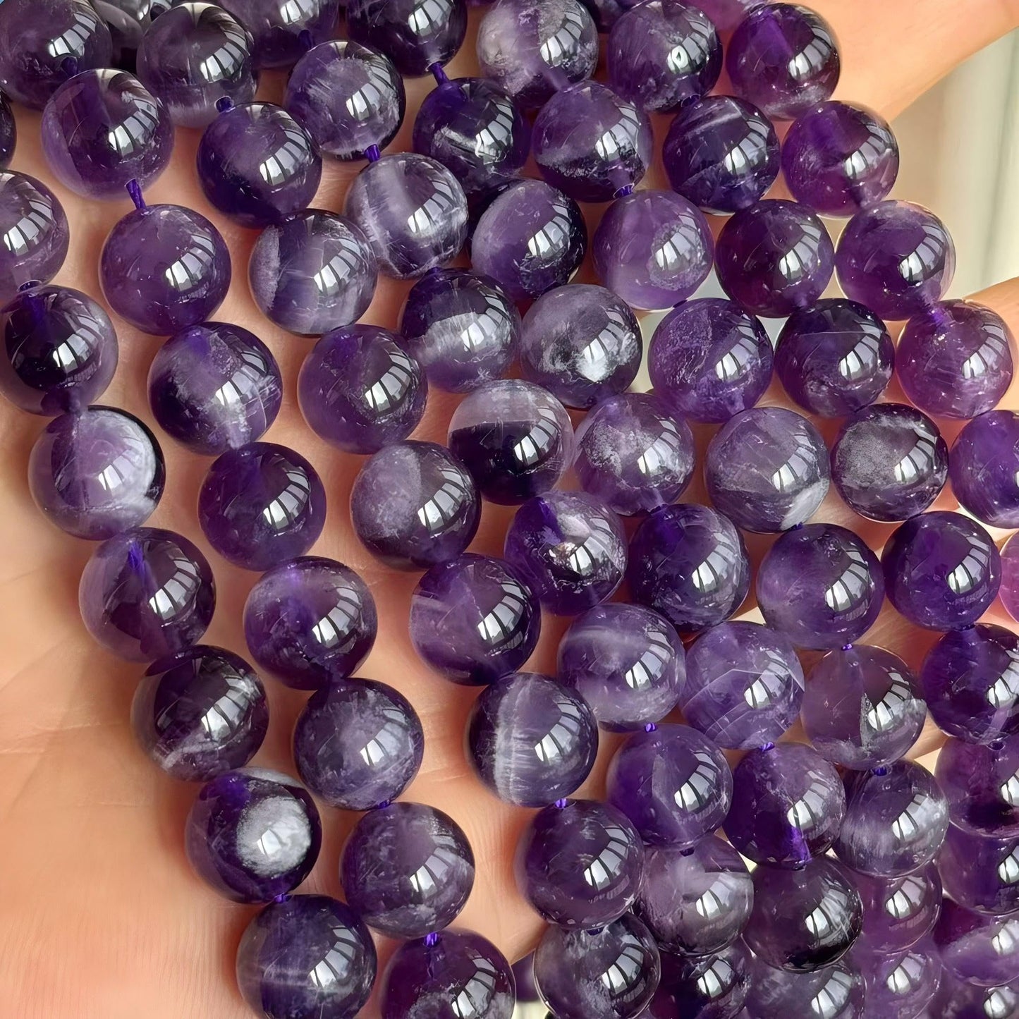 MJDCB Natural Dreamy Amethyst Beads Round Stone Beads DIY Loose Beads for Jewelry Making Beads 15" (10mm)