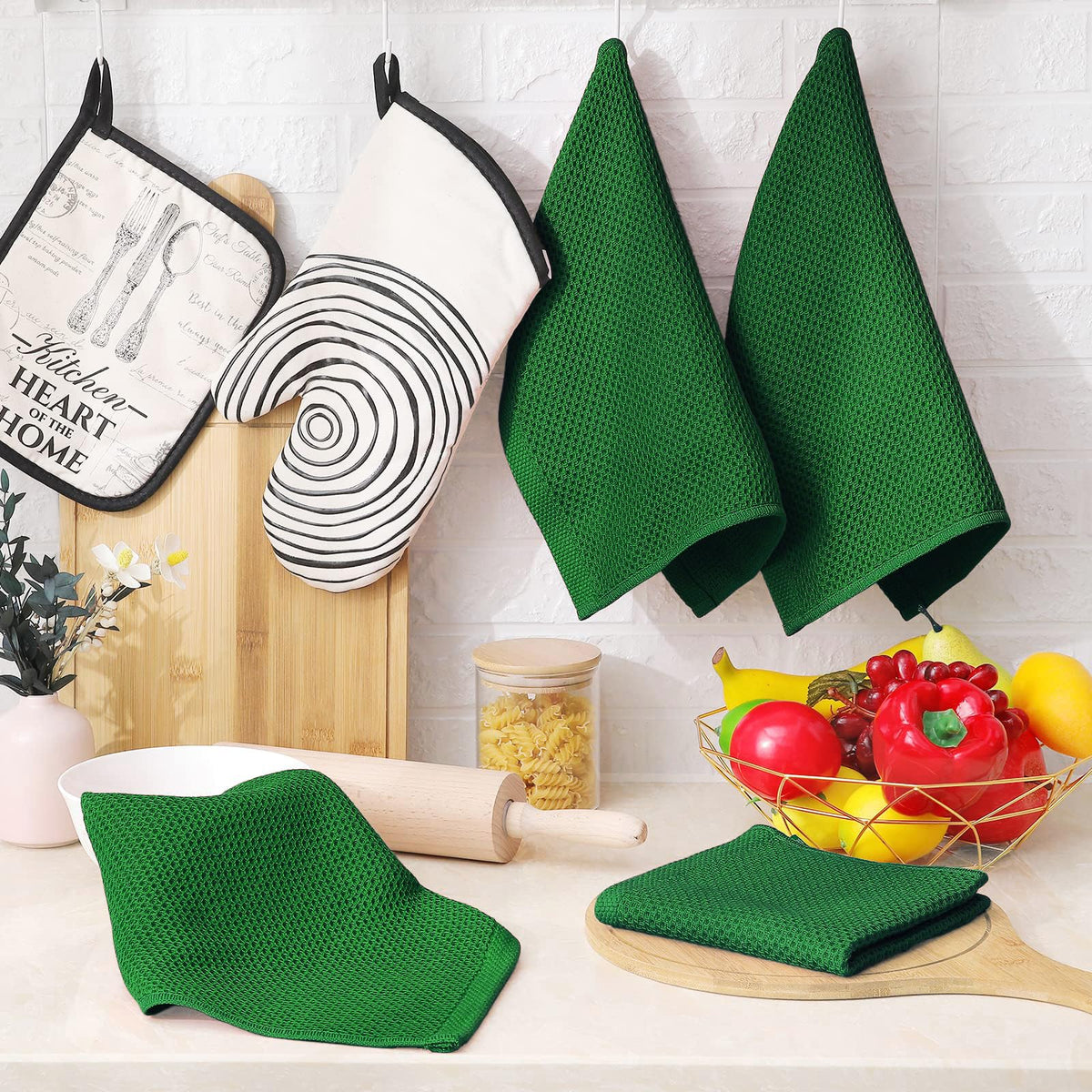 100% Cotton Waffle Weave Kitchen Dish Cloths 6 (6 Count)