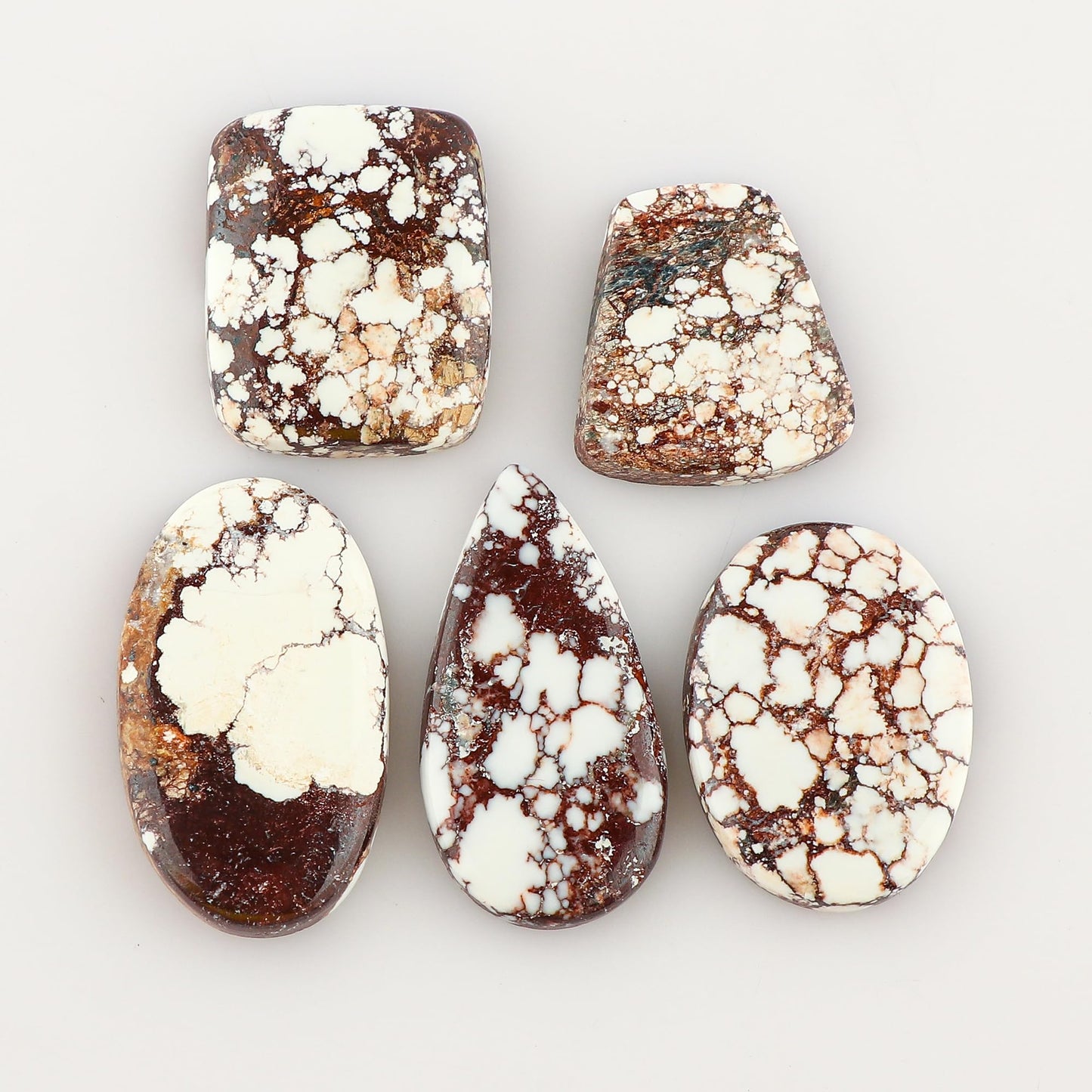 CRYSTALINES 5pcs, Natural Wild Horse Jasper Gemstone, Bulk Flatback Cabochon Stones, Wholesale Polished Supplies, DIY Jewelry Making, Chakra Healing Crystals, Wire Wrapping, Gem Collection