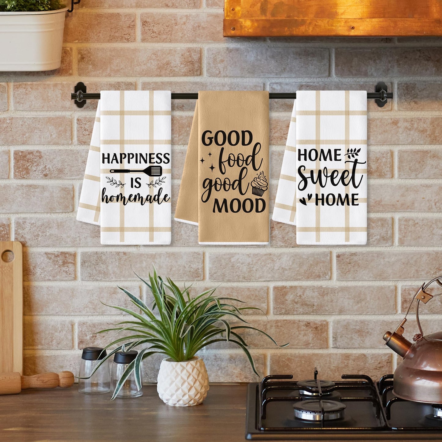 GROBRO7 Sweet Home Hand Towel - 6Pcs Funny Happiness is Homemade Kitchen Dish Towels Set Soft Polyester Towels Bathroom Farmhouse Decor for Home Dining Room Decor, Housewarming Gift for Hostess