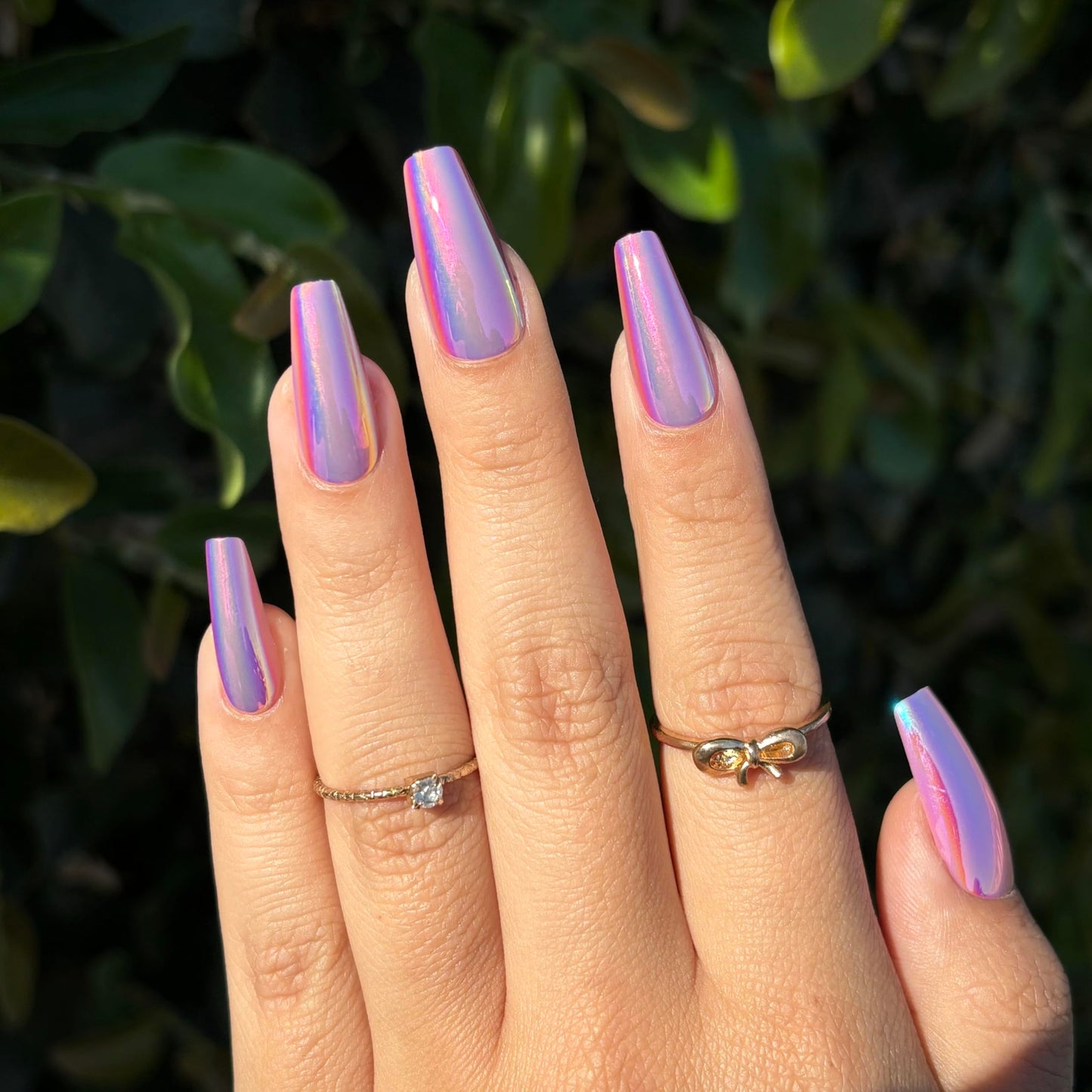 HOT COMMODITY Press-On Nails by Lavaa Beauty | Long Coffin | Purple Chrome Coffin Nails