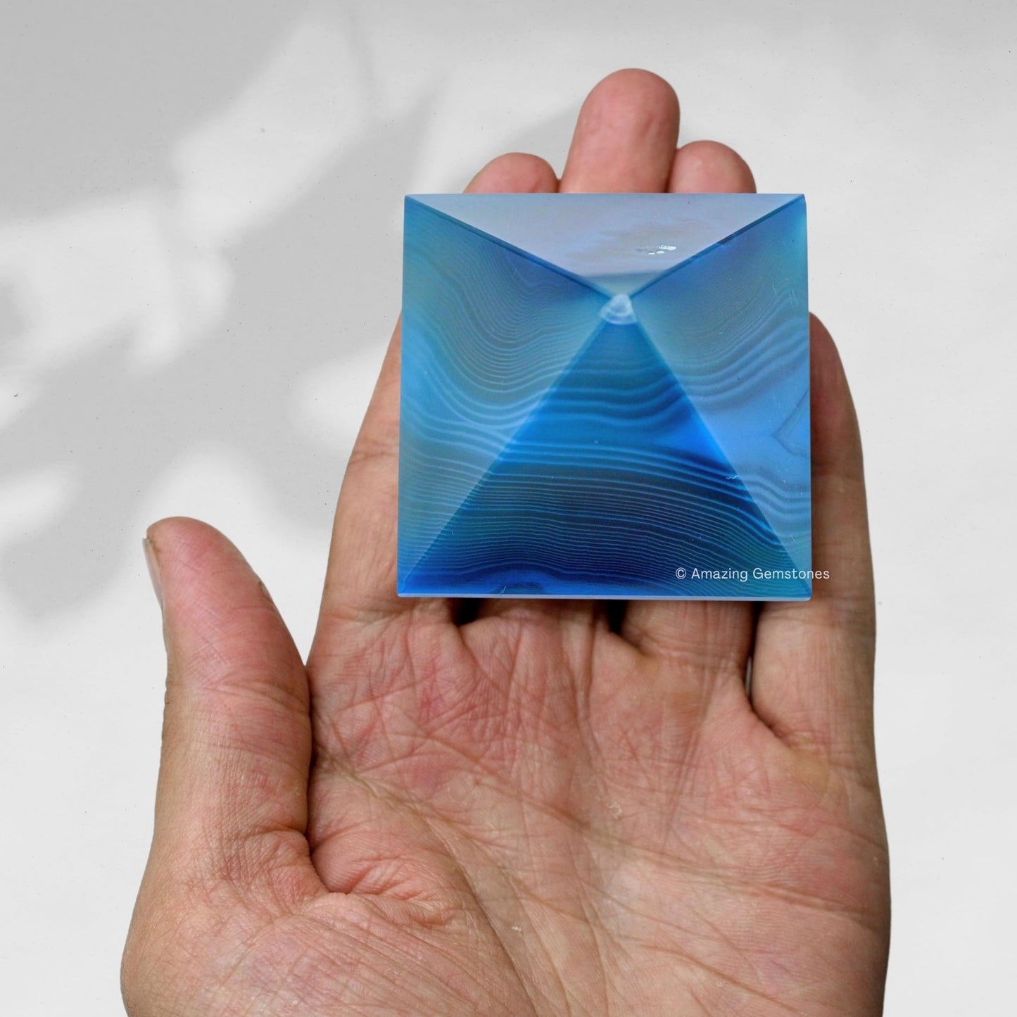 Amazing Gemstone Blue Onyx Pyramid Crystal Healing Stones - 2" Great Pyramid Figurine of Natural Stone Pyramid for Meditation, Reiki, Chakra Balancing and Crystal Pyramids Grid