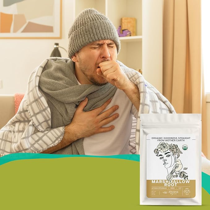 Marshmallow Root Tea Organic (4oz.) - Marshmellow Root Herb (Althea Officinalis) - Throat Tea - Great for Gut Lining, Digestion, Respiratory Health - Blood, Bones, Skin, Hair – 4 Ounces