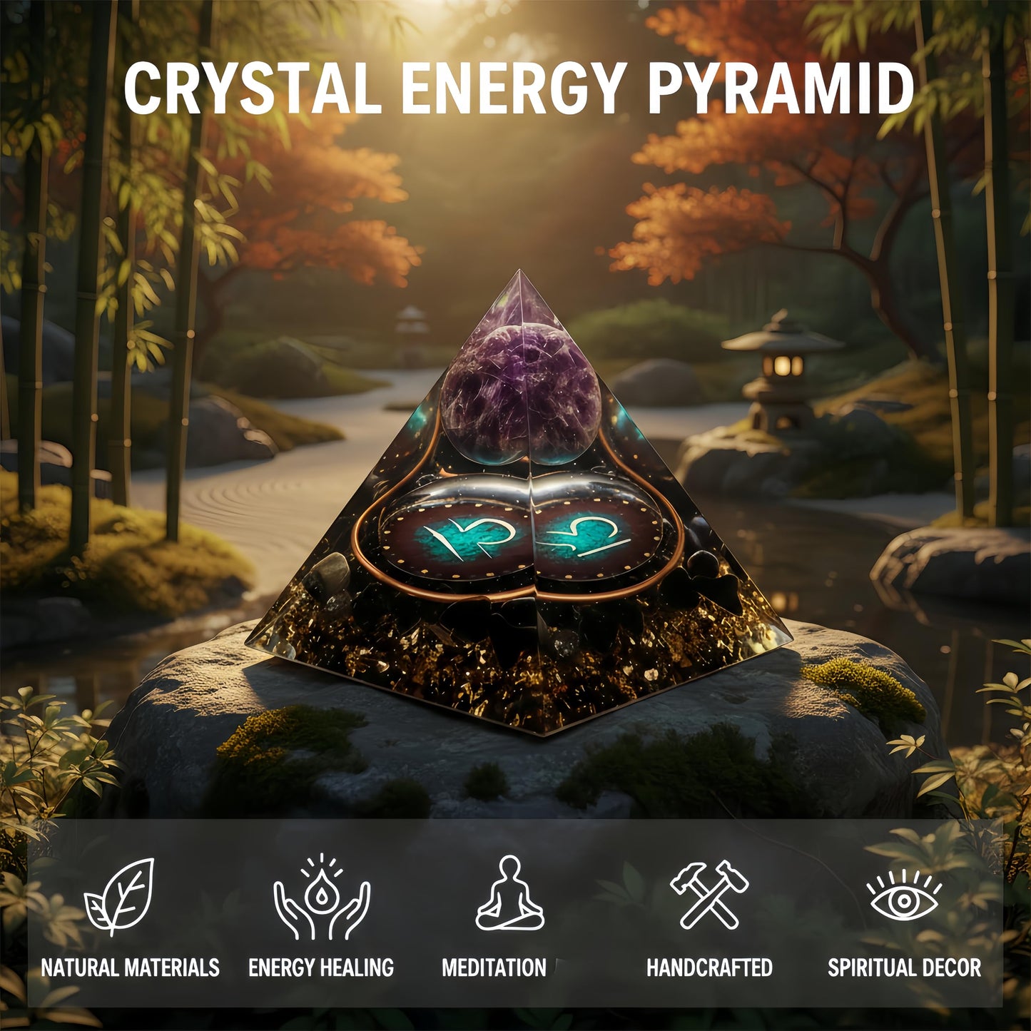 12 Zodiac Orgone Crystal Pyramid, Natural Amethyst with Obsidian,Healing Crystals Pyramid for Protection Chakra, Unique Constellation Pyramid for Positive Energy, Healing Money Health(Libra)