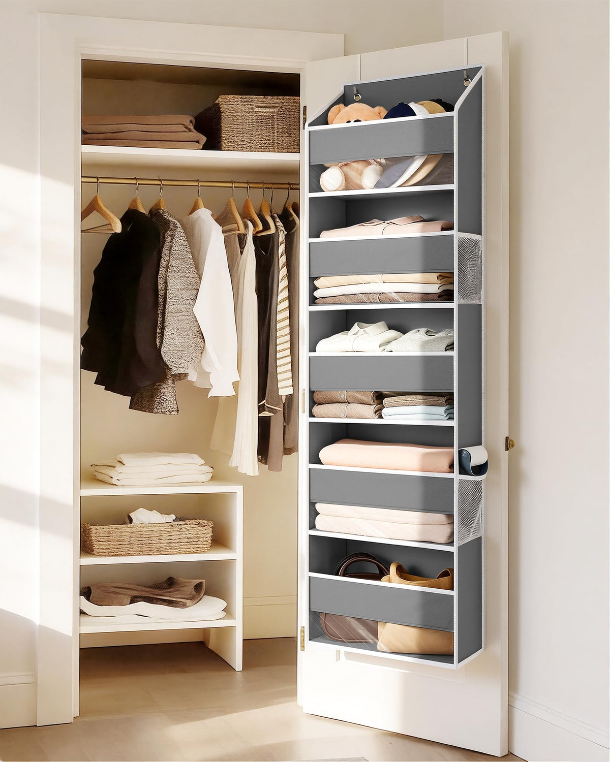 1 Pack Over Door Organizer Hanging Storage Dark Gray