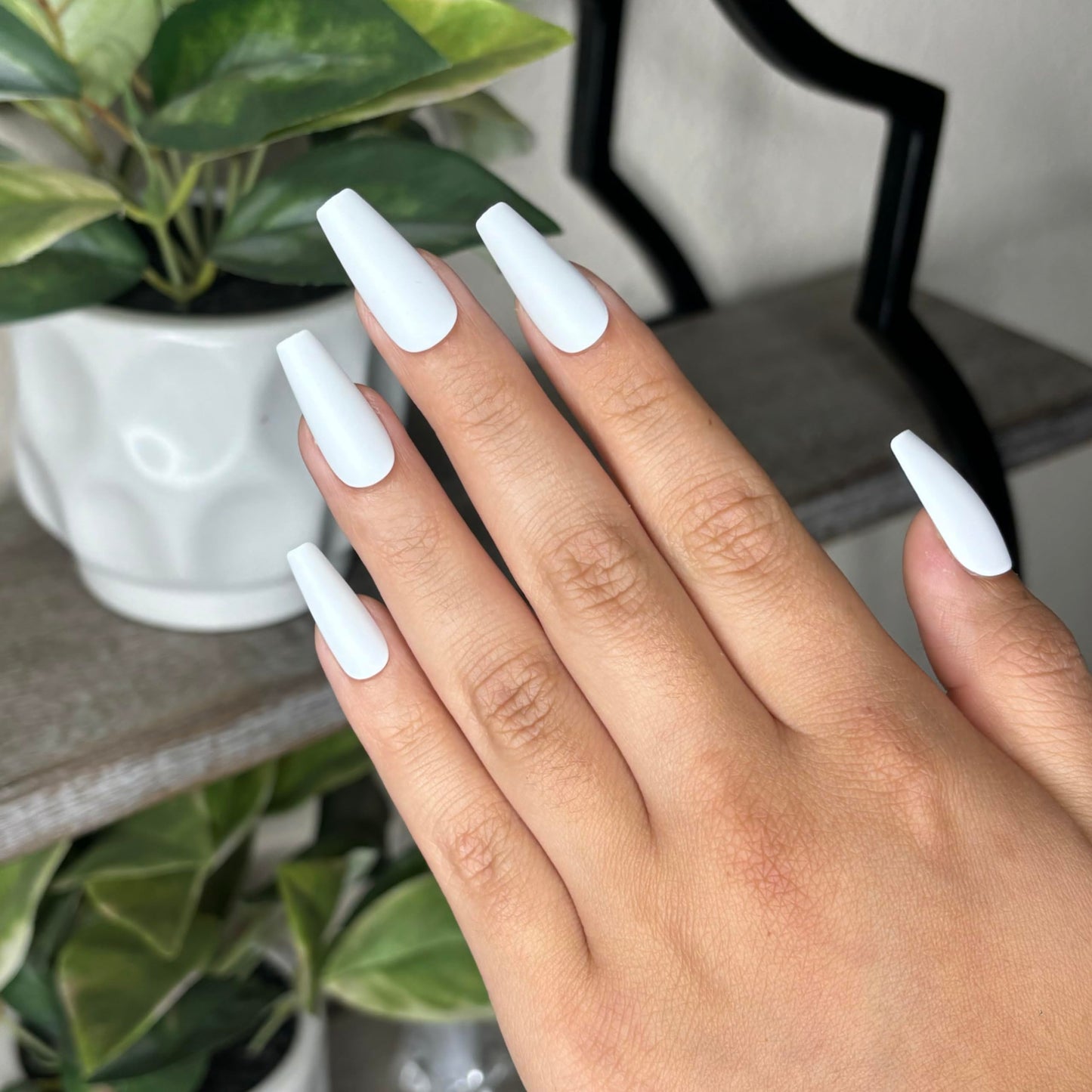 WHITE COFFIN Press-On Nails by Lavaa Beauty | Long Coffin | Matte White Coffin Nails
