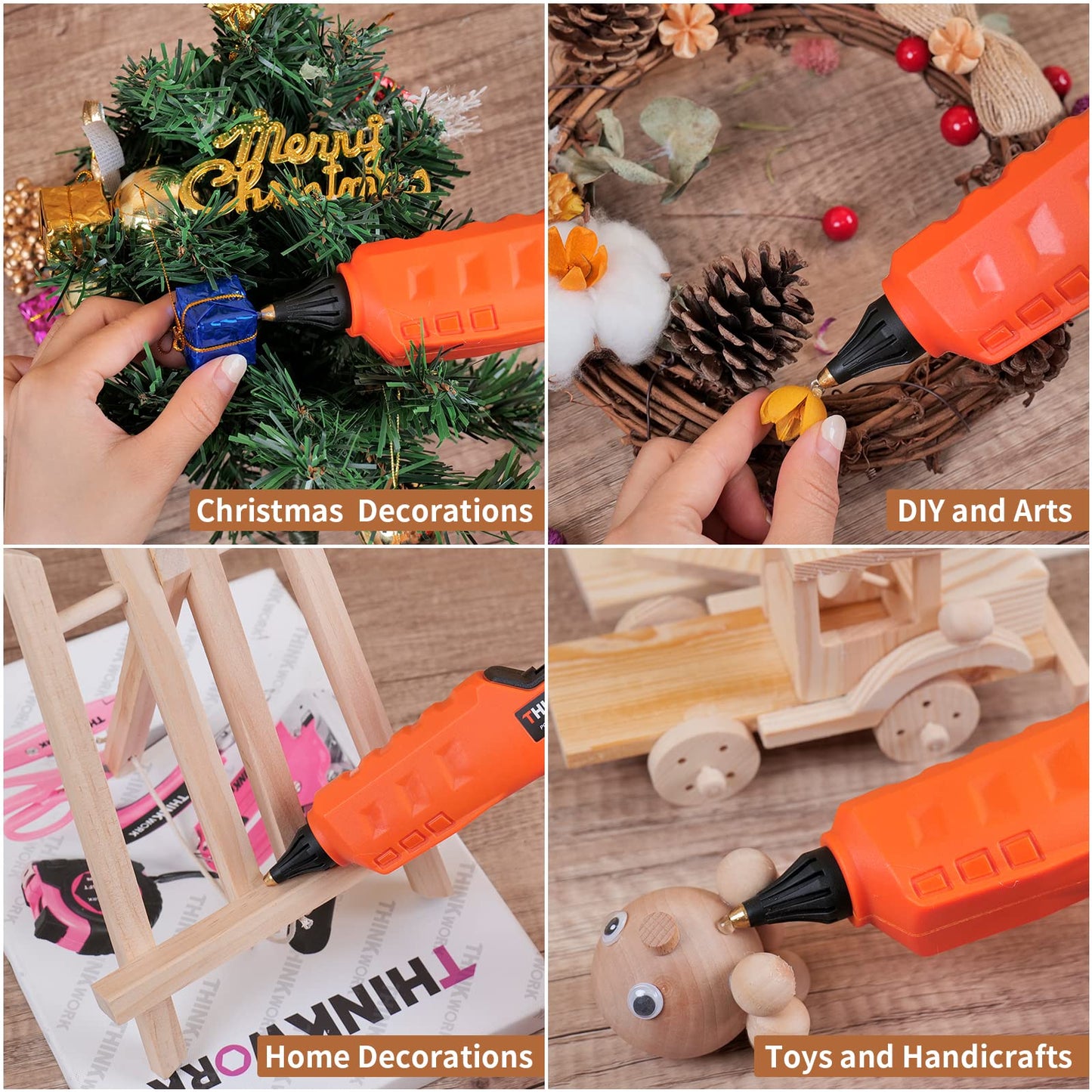 THINKWORK Hot Glue Gun, 20V Cordless Glue Gun with 30 PCS Full Size Sticks, Drip-Free Fast Heating Glue Gun Kit for DIY&Crafts, Repair and Construction, Rechargeable Battery and Charger Included