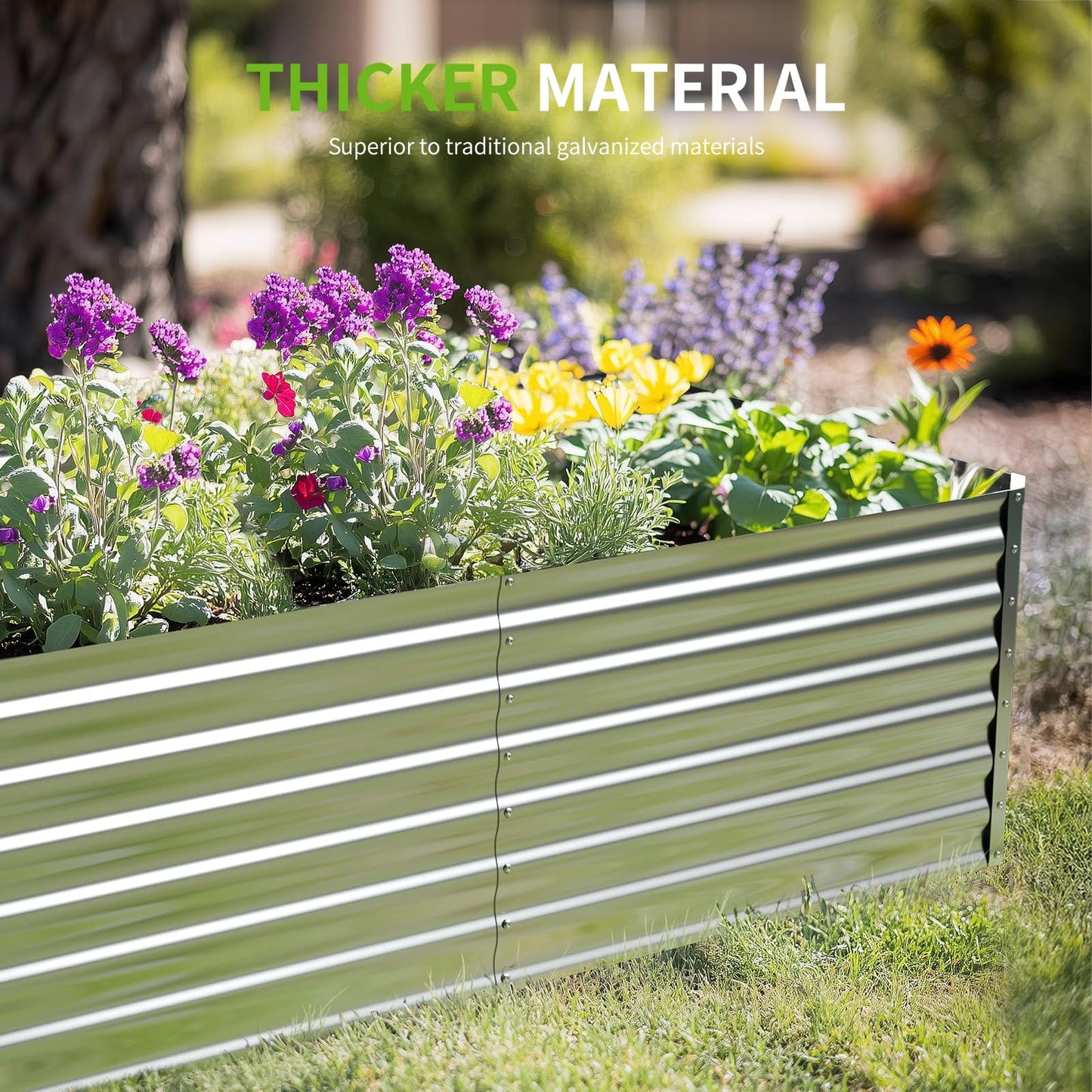 6X3X2ft (1 Pack) Galvanized Raised Garden Bed,Outdoor Courtyard Planter Box Metal Patio Kit Planting Bed for Vegetables Flowers Herb,The material is thickened and not prone to deformation or rust