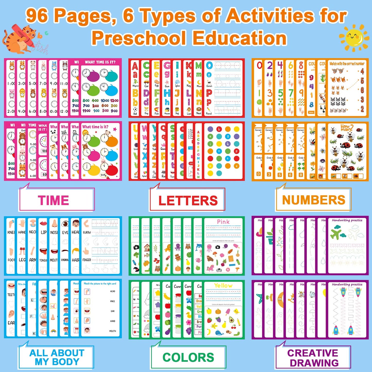 gisgfim Preschool Learning Activities 96 Pages Tracing Books for Kids Ages 3-5 Kindergarten Workbooks Dry Erase Autism Learning Workbook Writing Practice for Kids Letter Tracing Pre K Busy Book 6 Pads