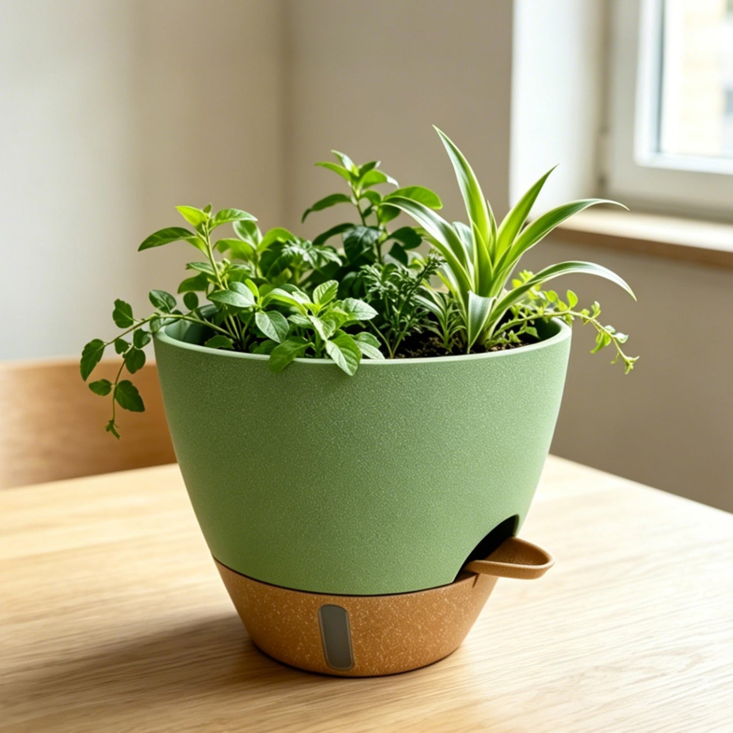MNKXL 12"/10"/9"/8" Self Watering Pots with Visual Water Window,Extra Large Self Watering Plant Pots with Drainage Holes & Saucers,Green Planters for Indoor Plants,4-Pack