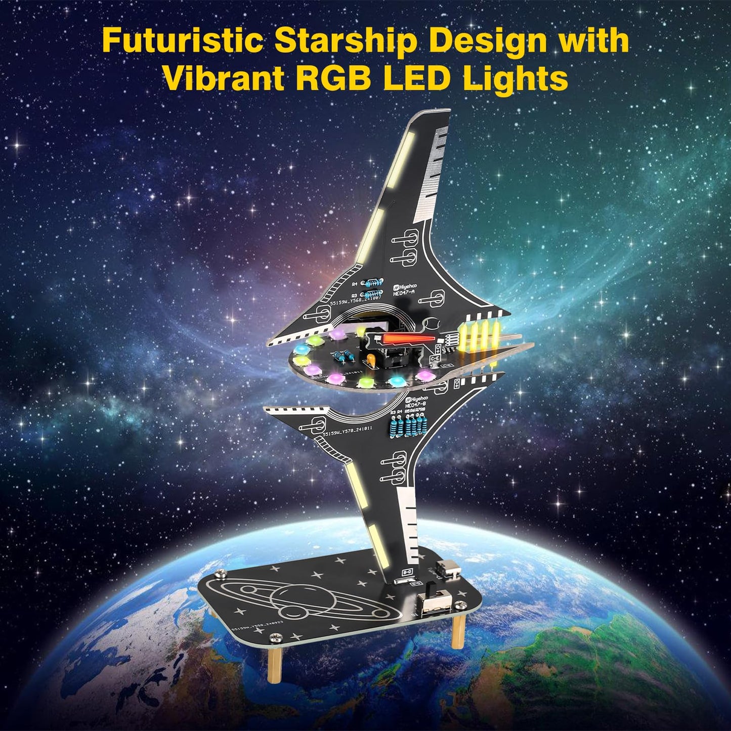 Starship Soldering Practice Kit, Sci-Fi Spaceship DIY LED Light Kit, Fun Electronics Learning Kit for School Projects & Cool Desk Decor Present for Teens & Adults