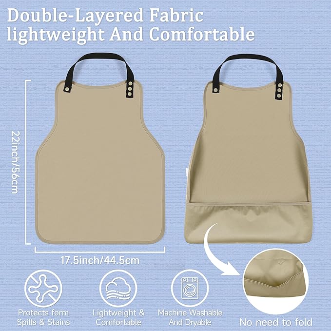 Adult Bibs-3 Pcs Washable Clothing Protector with Upgraded Crumb Catcher