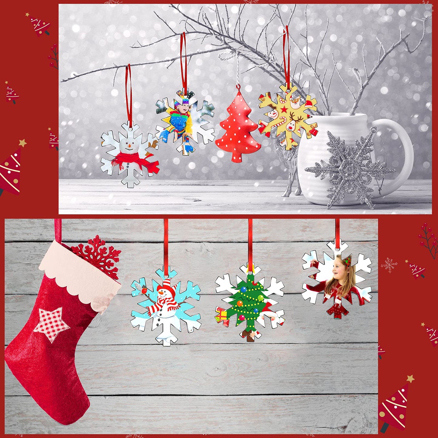 50 Pieces 3.75 Inch Acrylic Christmas Ornament Blank - Transparent Disc DIY Clear Ornament With Hole for Craft, Holiday (Vivid Style)