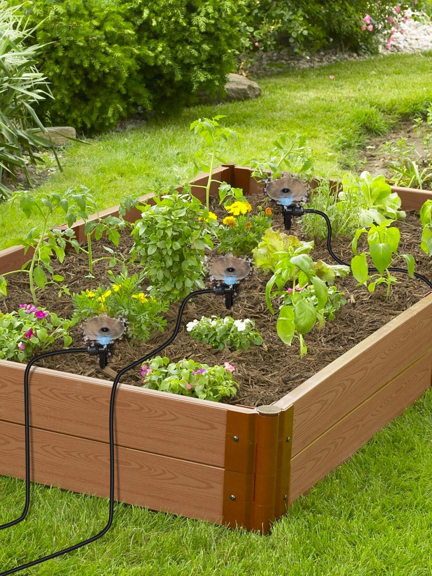 Landtouch 72Pack Drip Irrigation Parts, Quick Connect 1/4" Adjustable 360° Emitter Sprinklers with 6" Stake, Easy-Clean for Garden & Farm Irrigation Systems