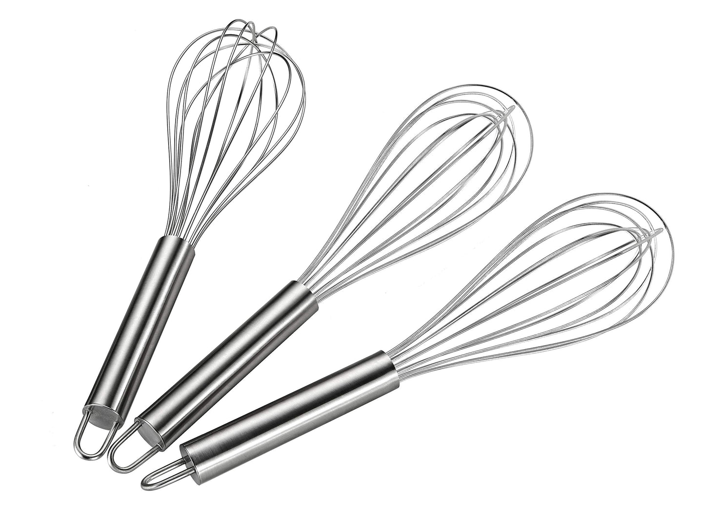 VITASUNHOW Wire Whisks for Household Purposes Pack of 3 Stainless Steel Handheld Egg Whisk 10-Inch