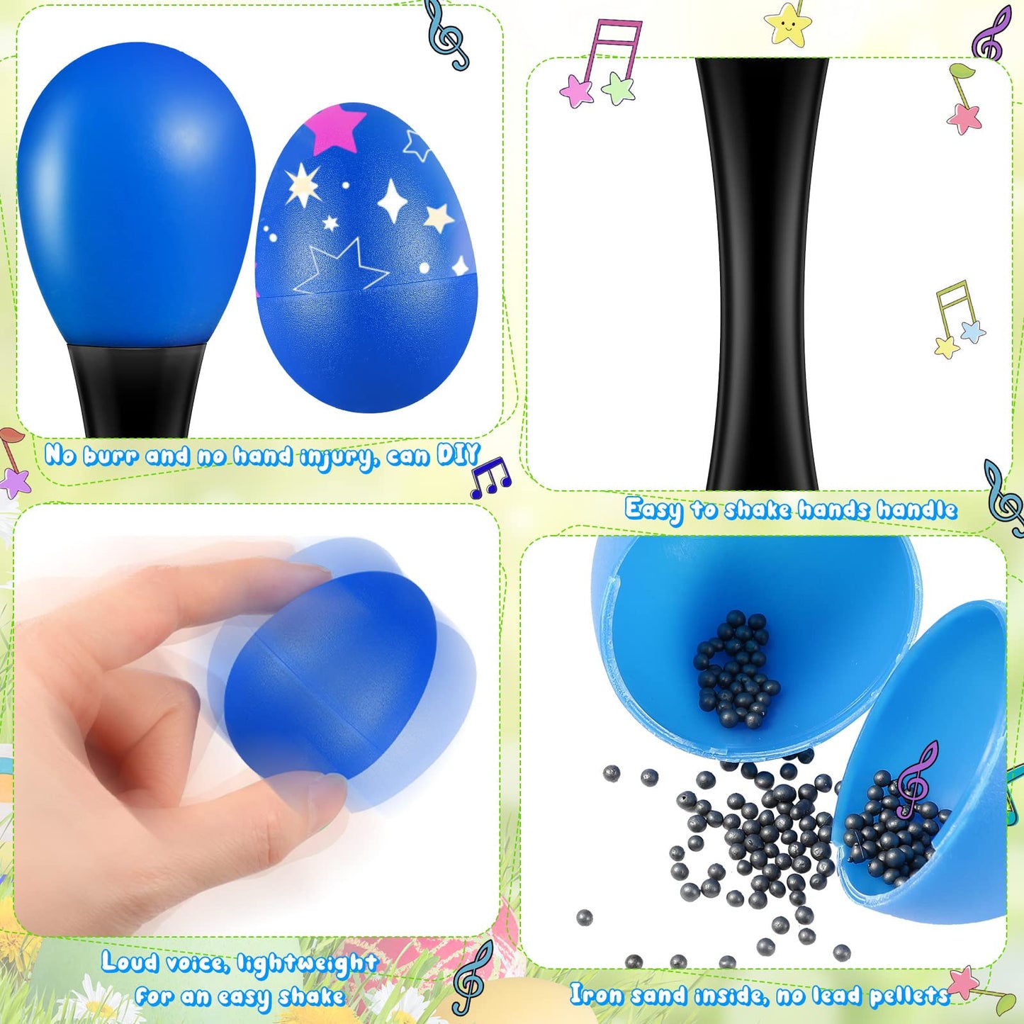 60 Pcs Shaker Musical Instruments Kids Party Favor Baby Learning Percussion Toy, Including 20 Wrist Hand Band Jingle Bells, 20 Egg Shakers and 20 Maracas Rattle Shaker Sand Hammers