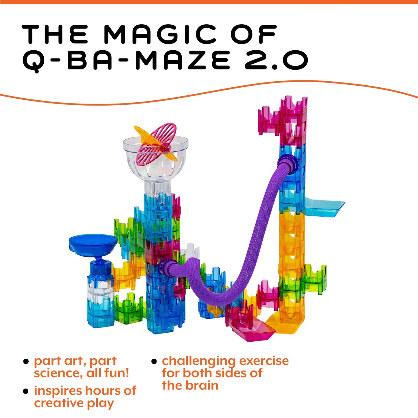 MindWare Q-BA-Maze Action Stunt Set The Next Generation Marble Maze Kids Toys - STEM Marble Run - Recommended for Ages 6+ - Educational Gift for Boys and Girls