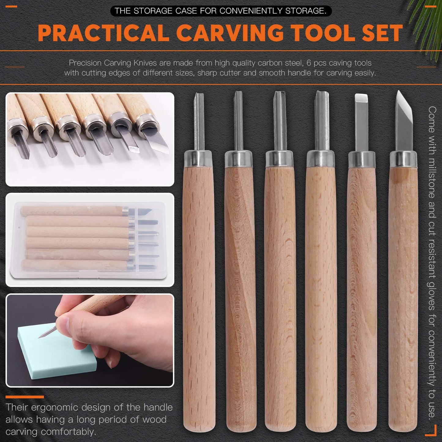 Rustark 24 Pieces Block Printing Starter Tool Kit with Whetstone, Stamp Block, Carving Tools, Tracing Papers,Pencil, Gloves,Eraser and Scrapper, Rubber Stamp Making Kit for Stamping and Printmaking