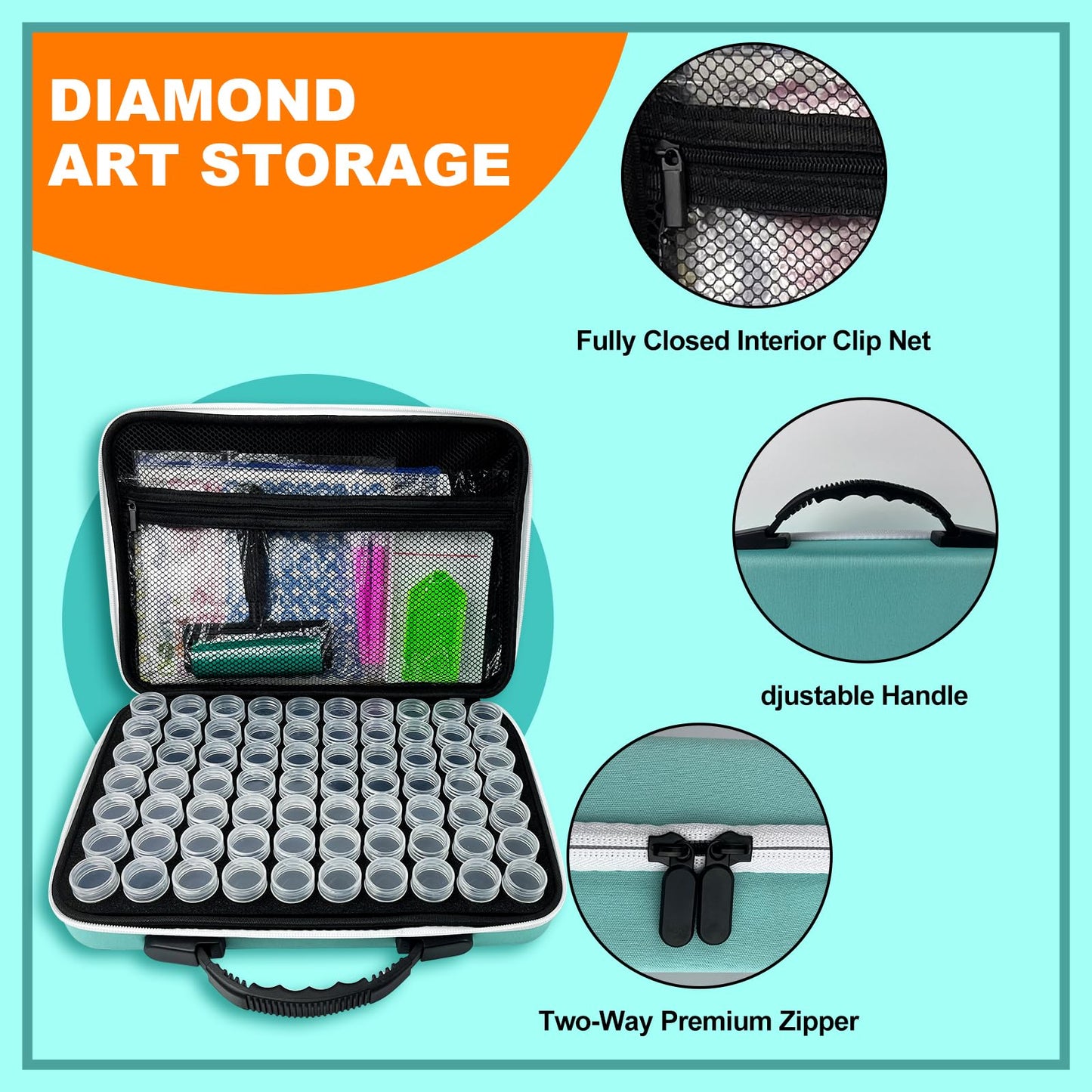 Waykape 70 Slots Diamond Art Storage Containers, 5D Diamond Art Accessories and Tools, Diamond Painting Accessories Kits Organizer, Diamond Art Storage Case for Craft Jewelry Beads Storage Box
